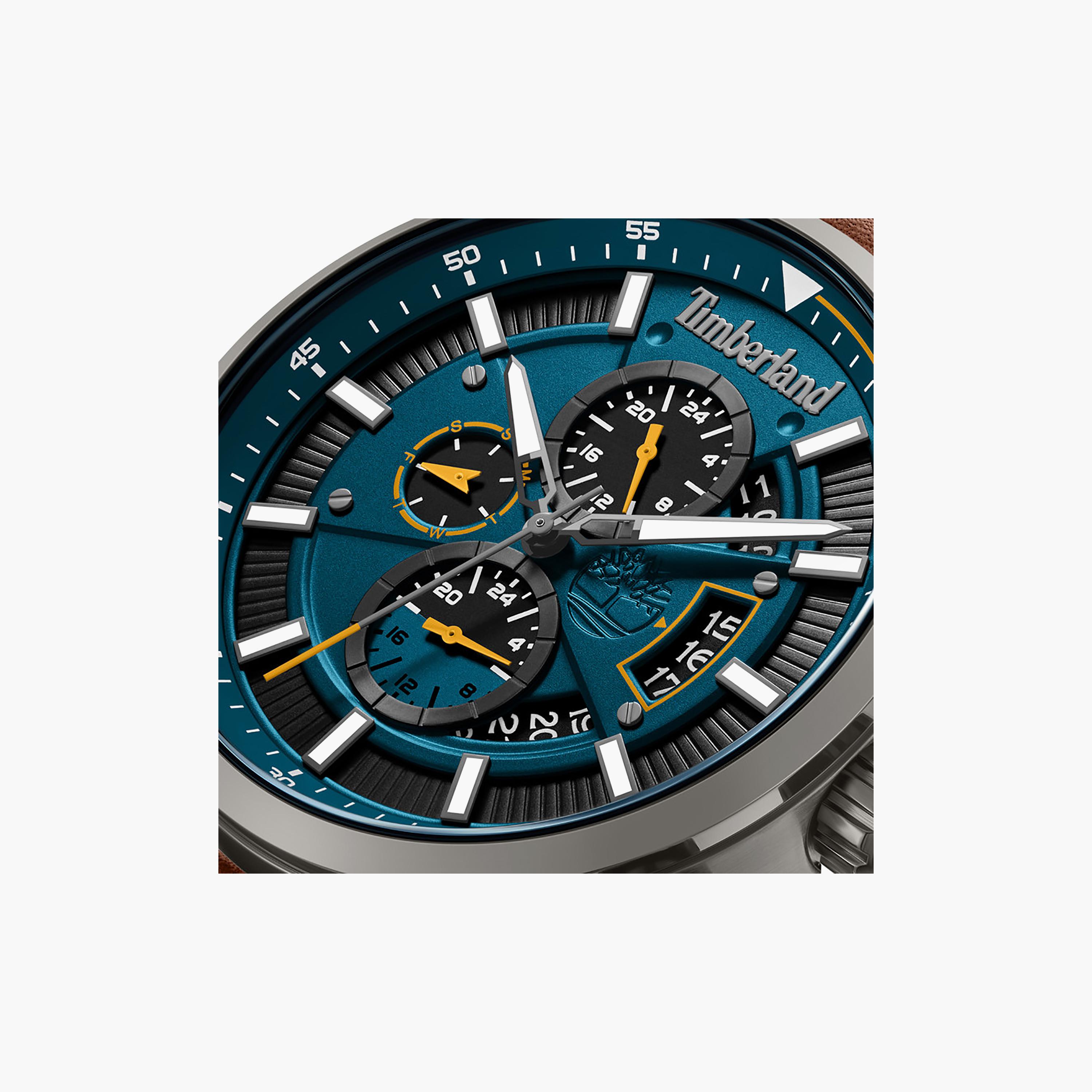 Calahan Blue Dial Leather Strap Multifunction Watch for Men-men-watchesandjewellery-watches-image-4