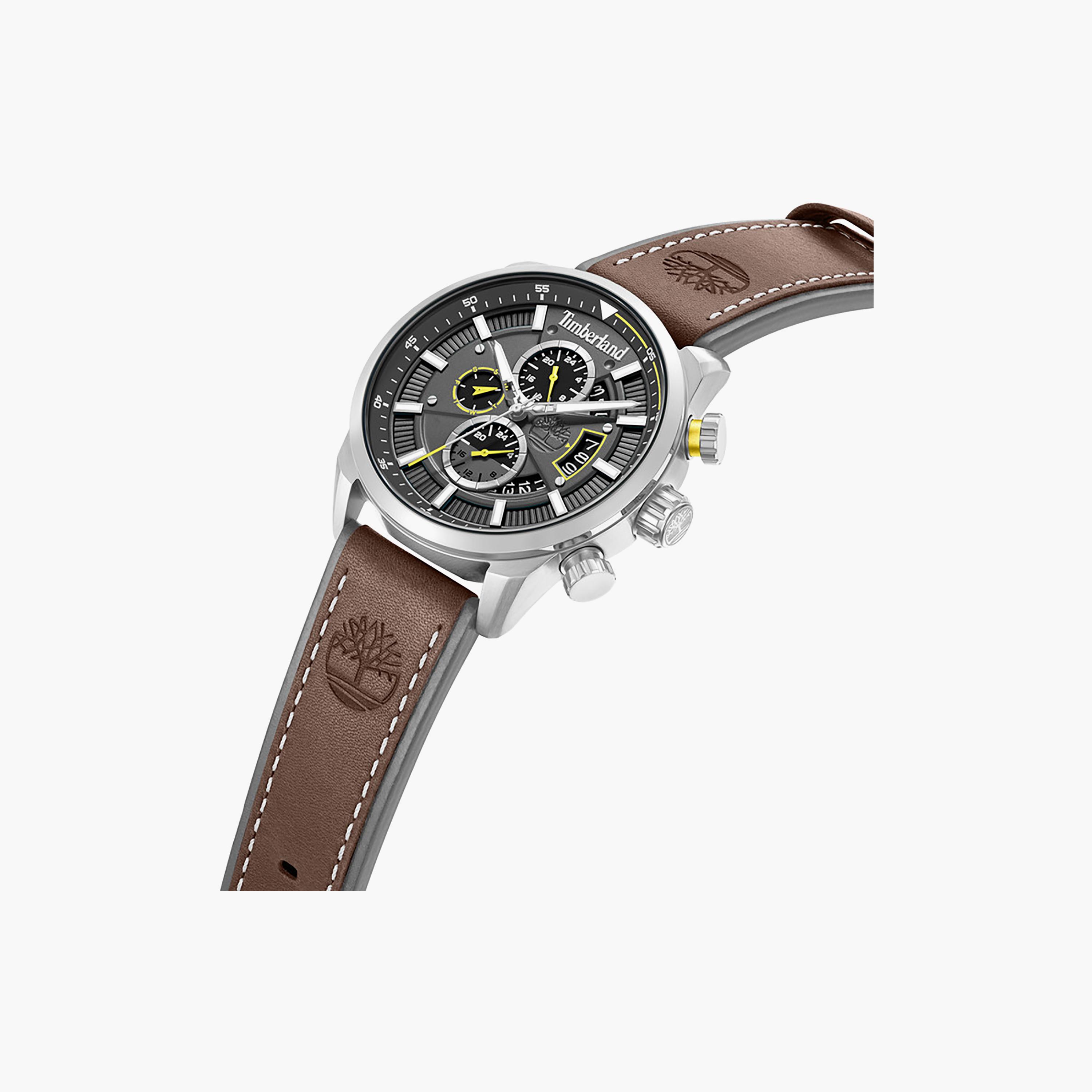 Calahan Grey Dial Leather Strap Multifunction Watch for Men-men-watchesandjewellery-watches-image-2
