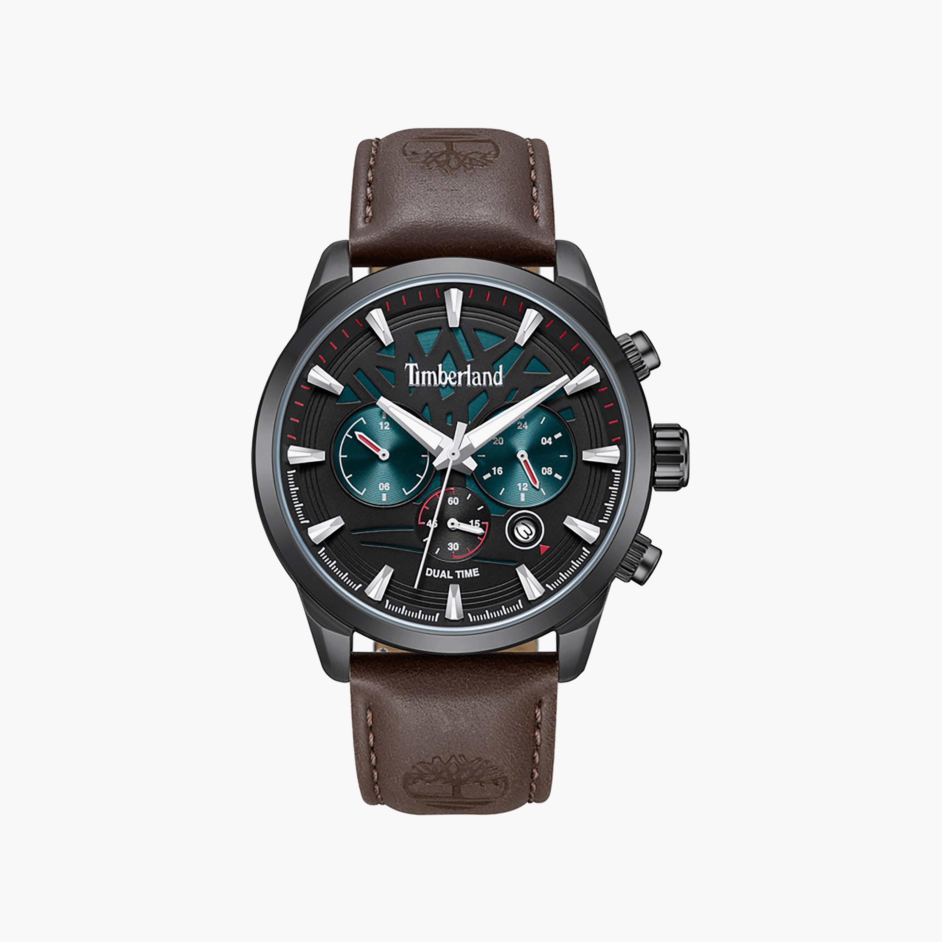 Henniker II Black Dial Leather Strap Multifunction Watch for Men-men-watchesandjewellery-watches-image-1