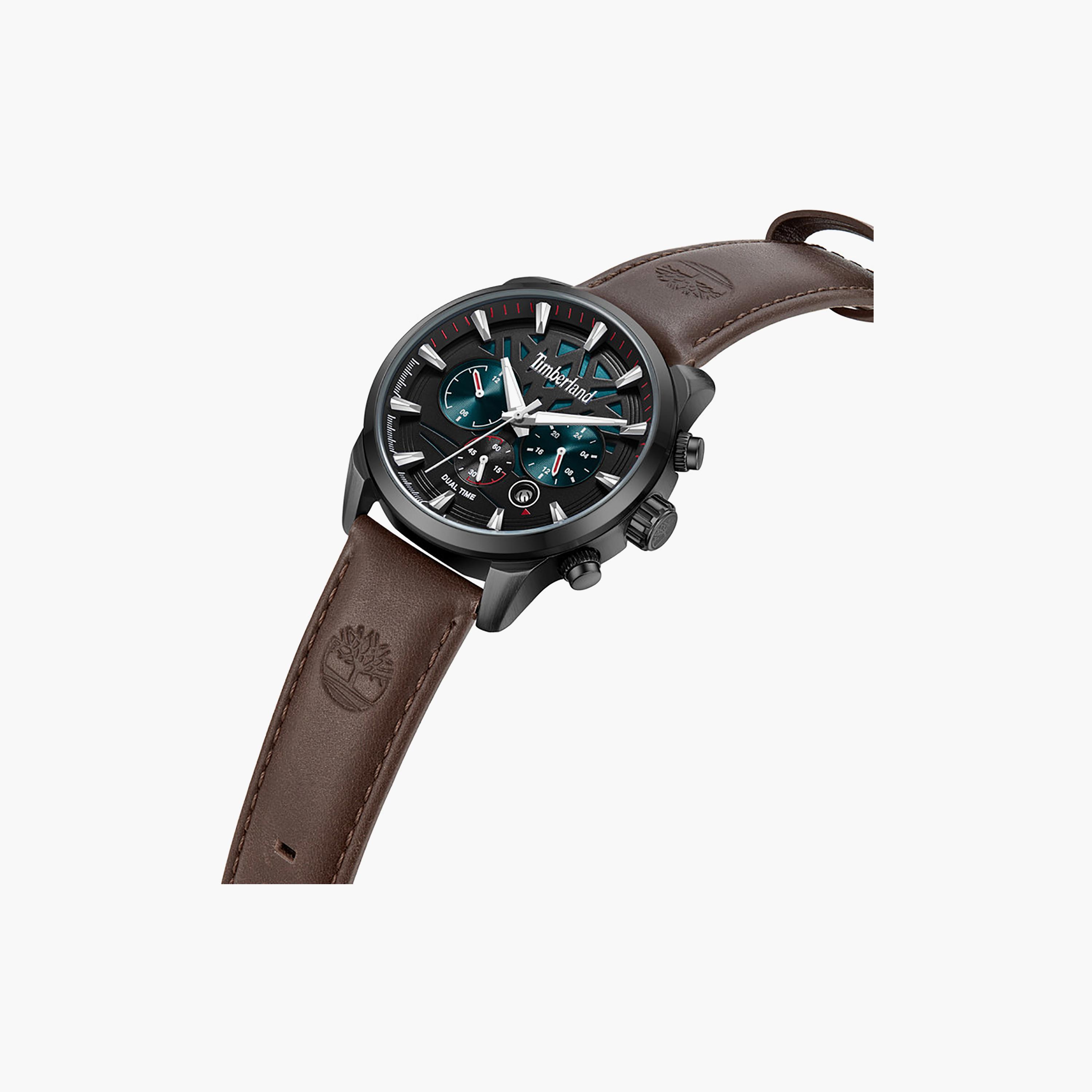 Henniker II Black Dial Leather Strap Multifunction Watch for Men-men-watchesandjewellery-watches-image-2