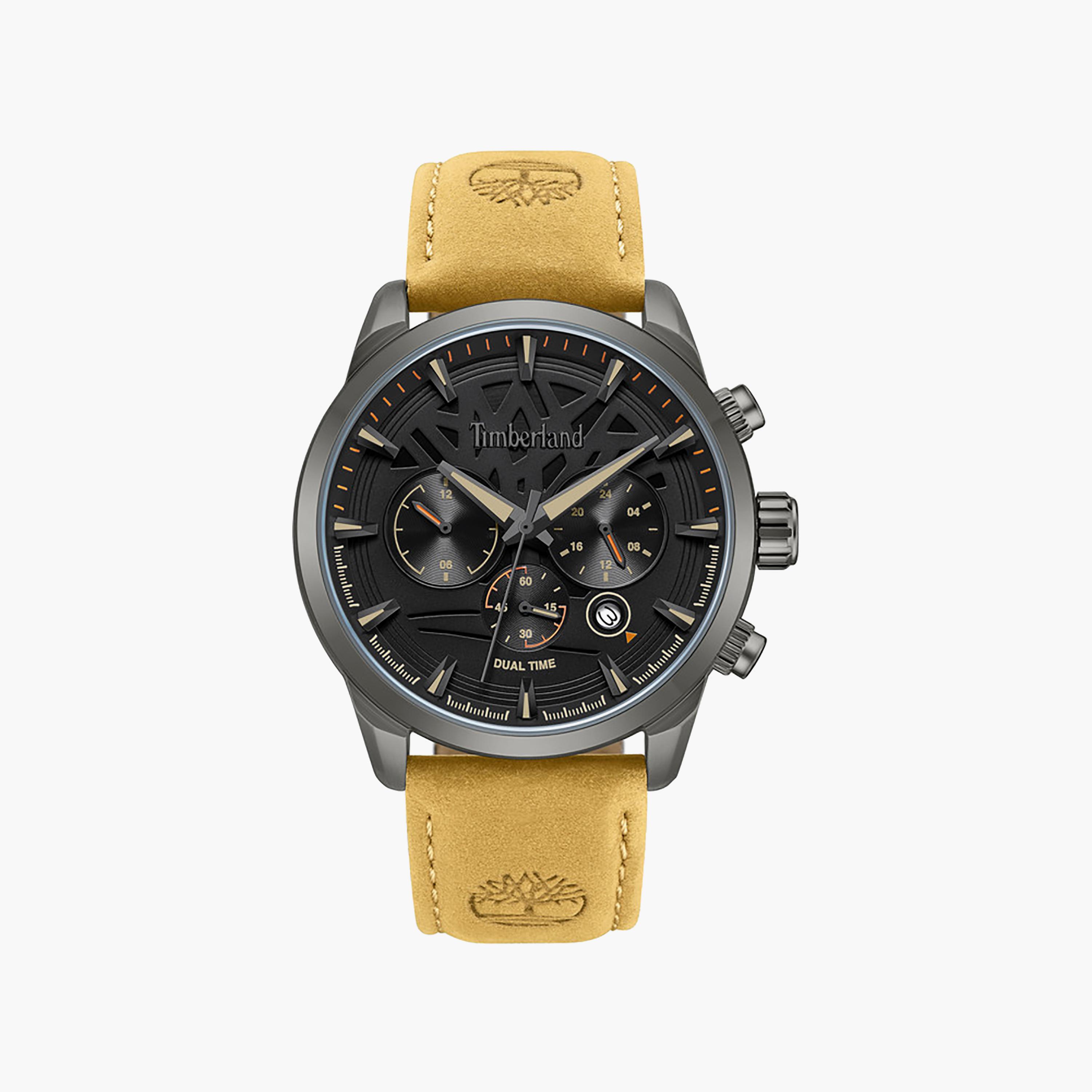 Henniker II Black Dial Leather Strap Multifunction Watch for Men-men-watchesandjewellery-watches-image-1