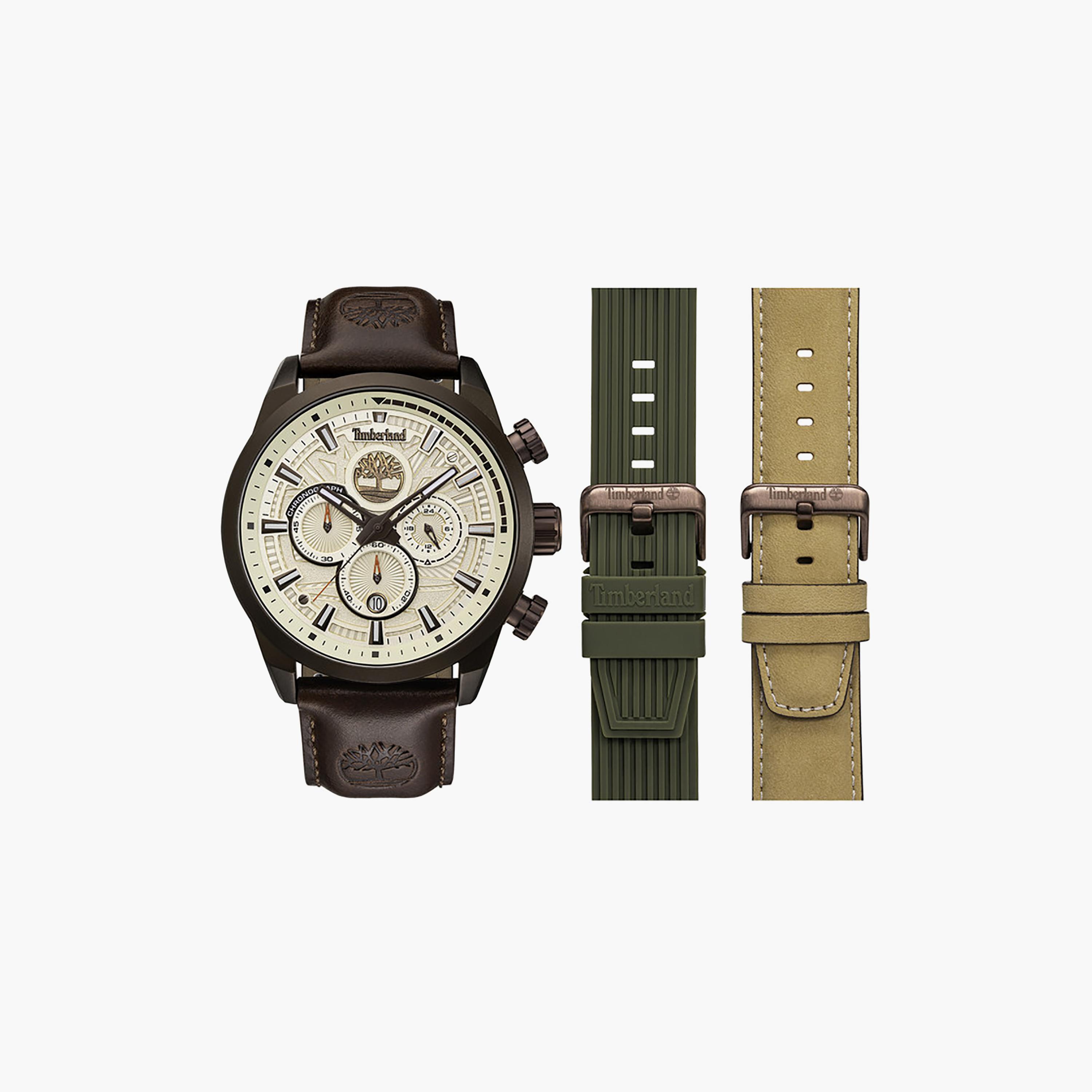 Henniker II Cream Dial 3 Interchangeable Straps Multifunction Watch for Men-men-watchesandjewellery-watches-image-1