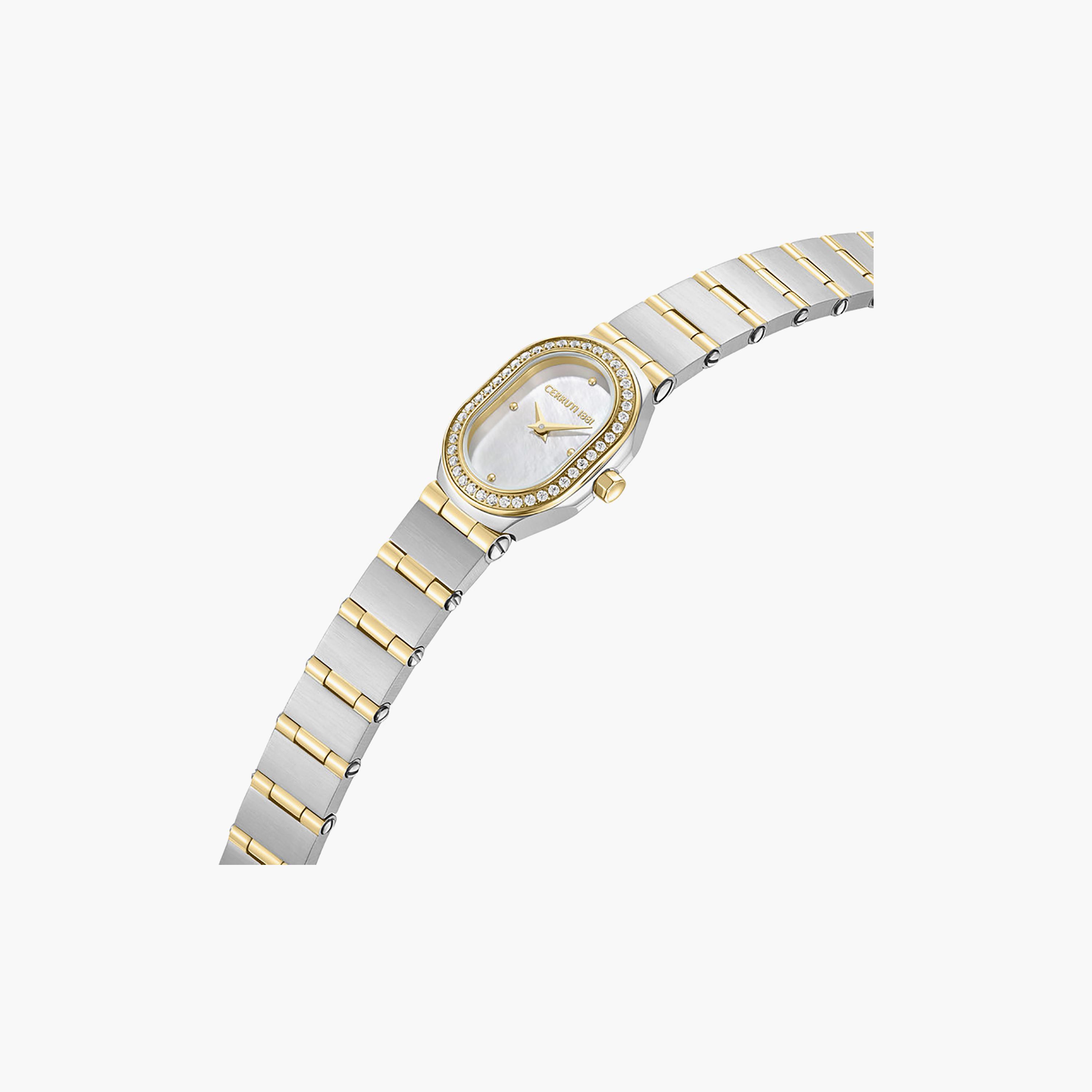 Aosta Silver Gold Plated Stainless Steel Bracelet Analog Watch for Women-women-watchesandjewellery-watches-image-2