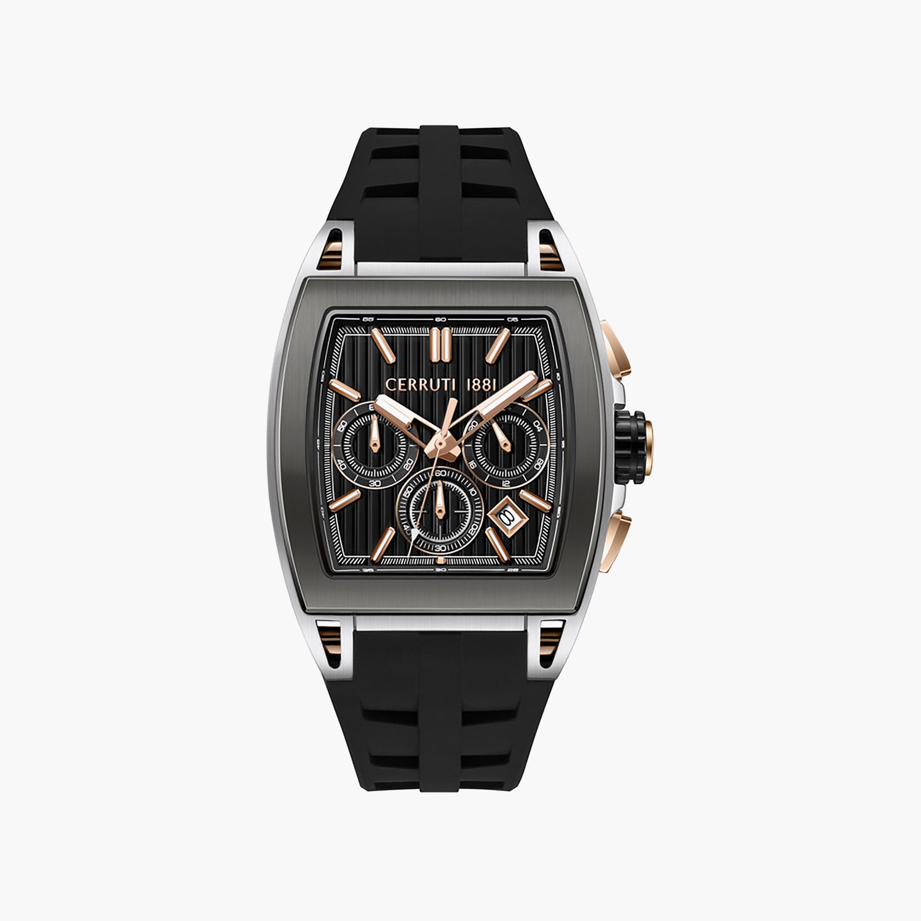 Belluno Black Dial Silicone Strap Chronograph Watch for Men-men-watchesandjewellery-watches-image-1