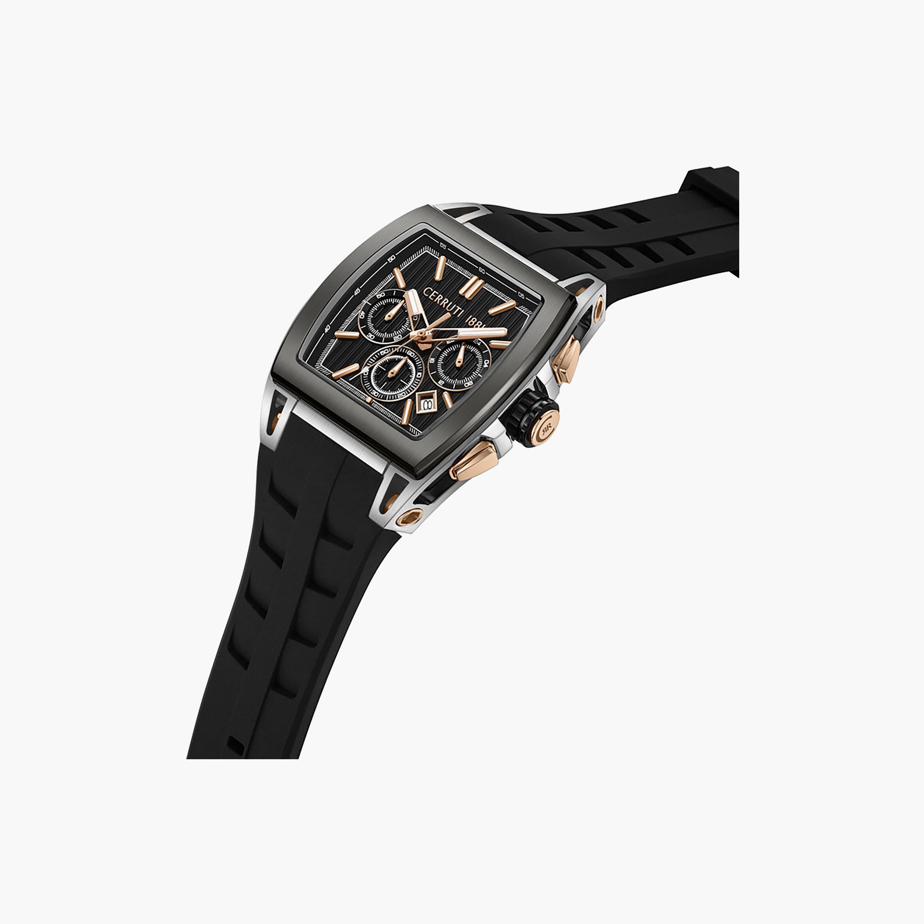 Belluno Black Dial Silicone Strap Chronograph Watch for Men-men-watchesandjewellery-watches-image-2