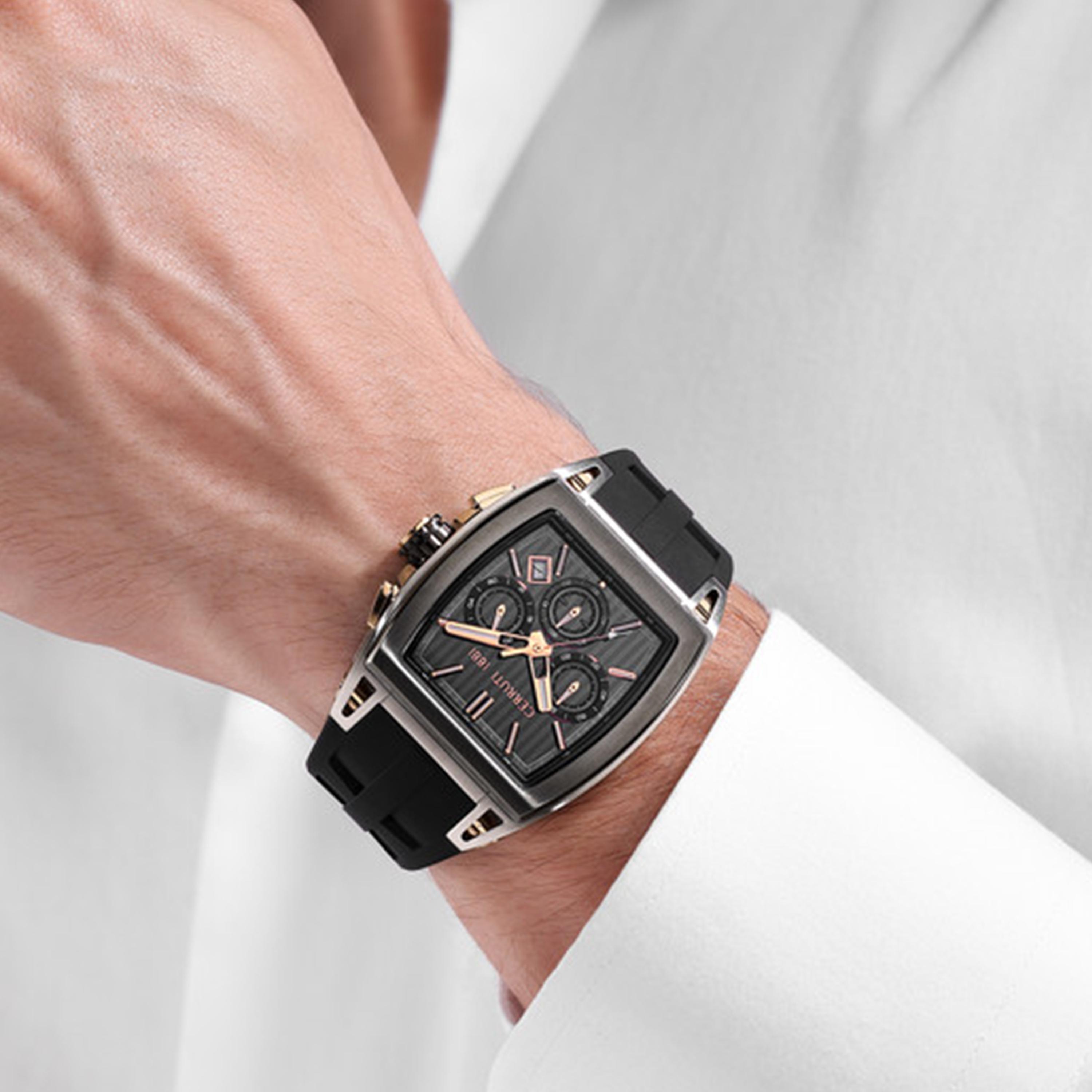 Belluno Black Dial Silicone Strap Chronograph Watch for Men-men-watchesandjewellery-watches-image-4