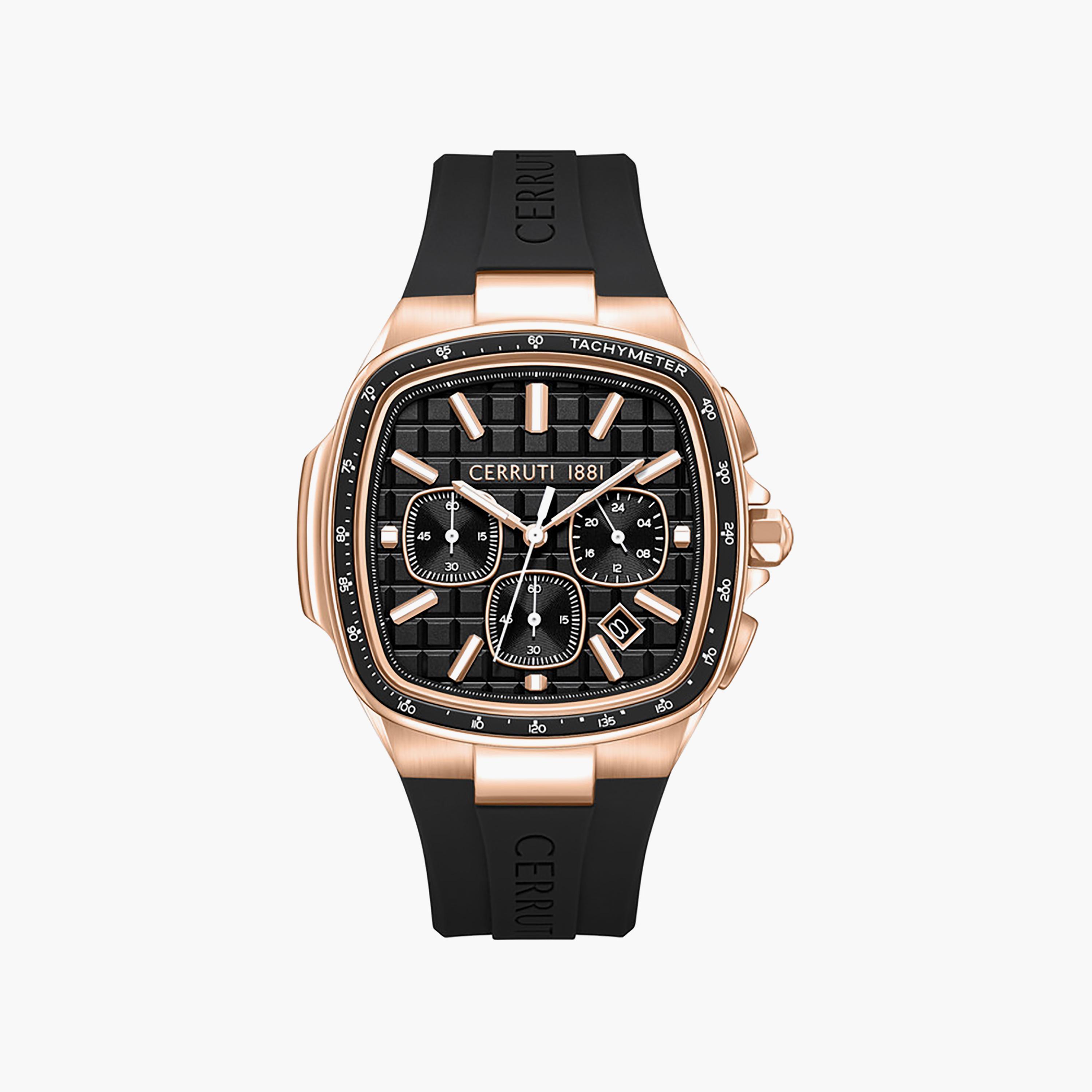Casale Black Dial Silicone Strap Chronograph Watch for Men-men-watchesandjewellery-watches-image-1