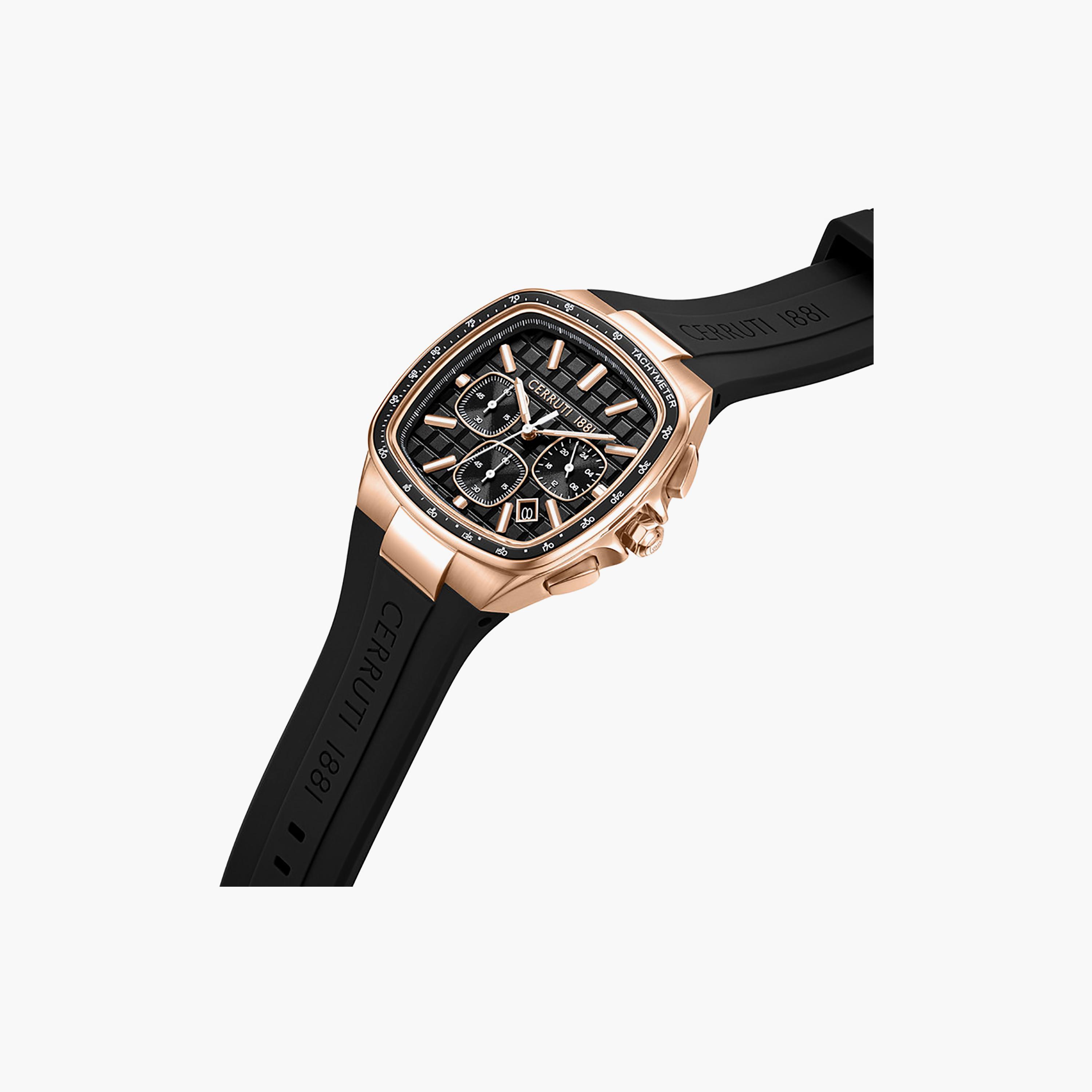Casale Black Dial Silicone Strap Chronograph Watch for Men-men-watchesandjewellery-watches-image-2