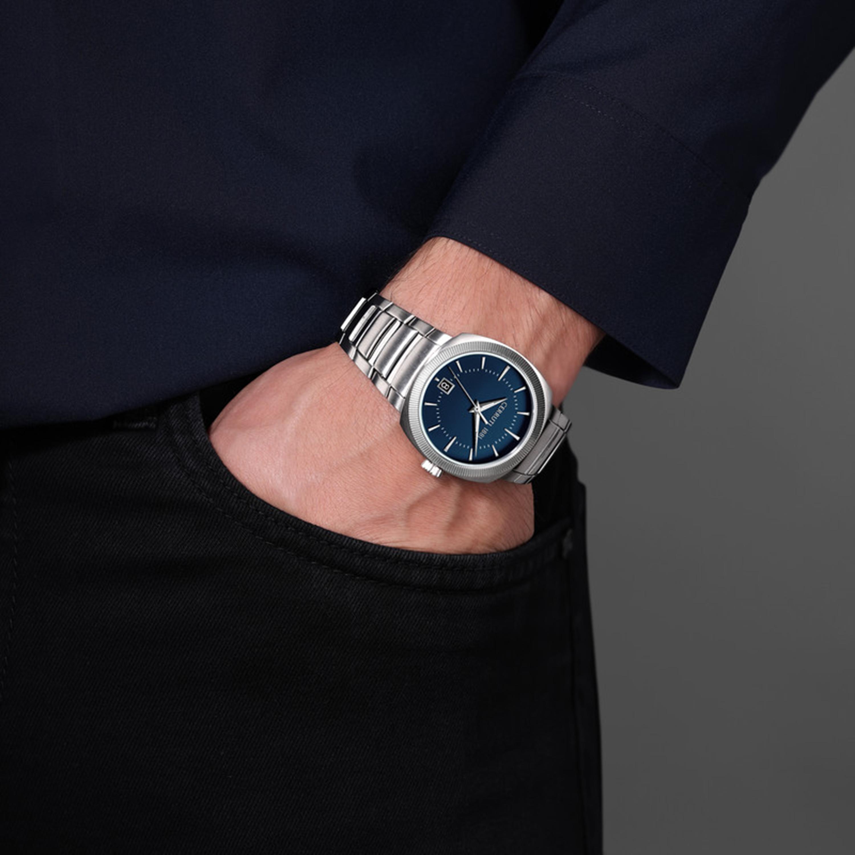 Forli Blue Dial Stainless Steel Bracelet Analog Watch for Men-men-watchesandjewellery-watches-image-4