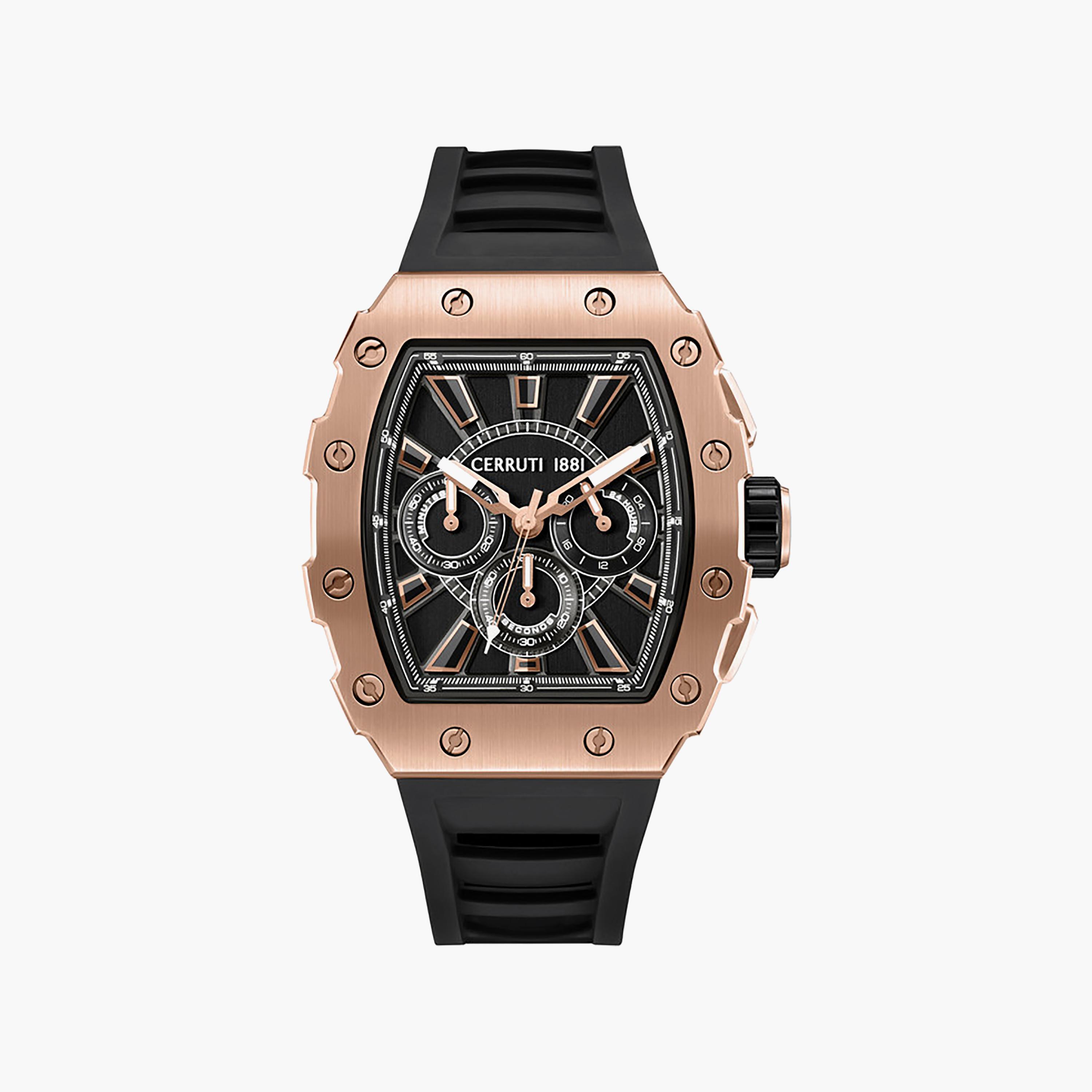 Gubbio Black Dial Silicone Strap Chronograph Watch for Men-men-watchesandjewellery-watches-image-1