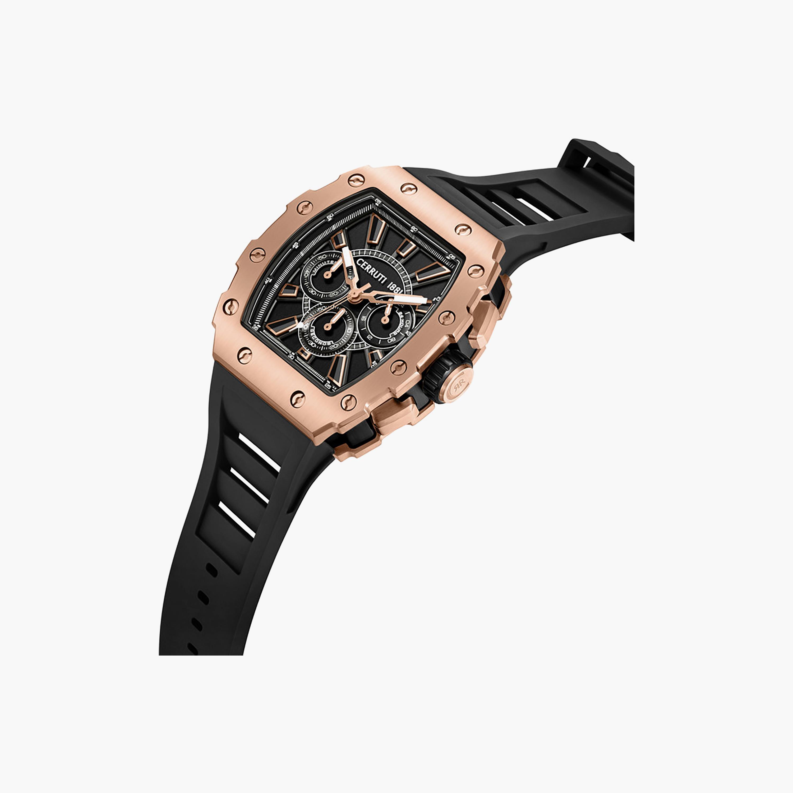 Gubbio Black Dial Silicone Strap Chronograph Watch for Men-men-watchesandjewellery-watches-image-2