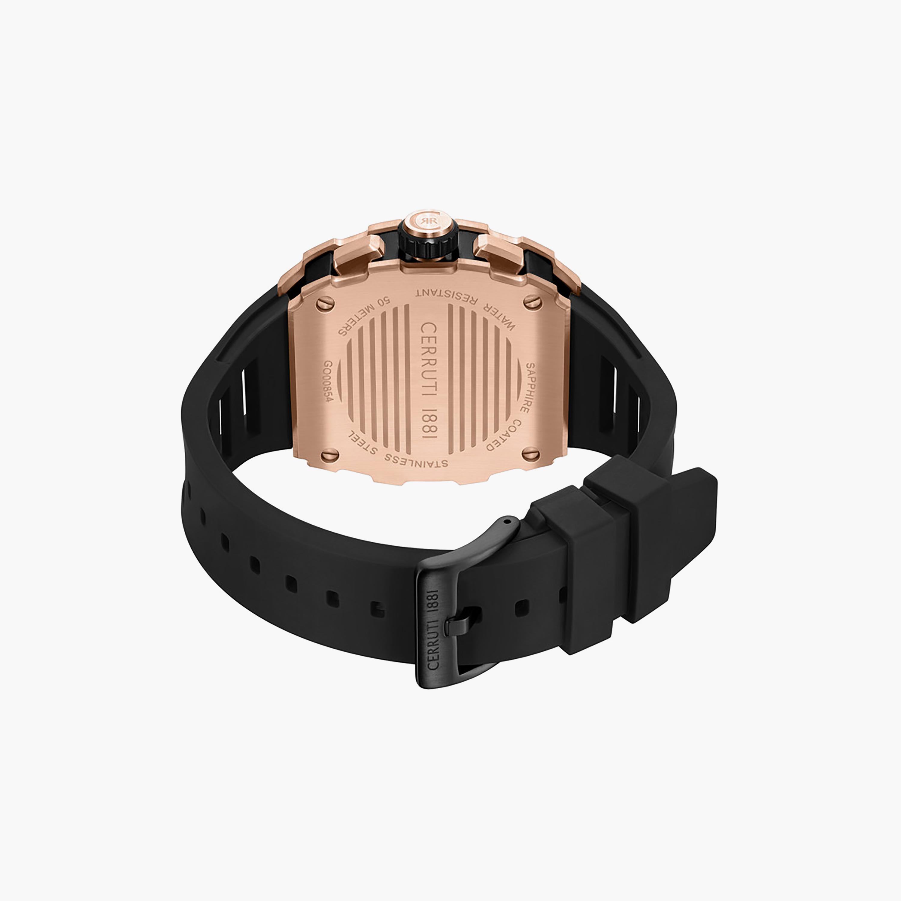 Gubbio Black Dial Silicone Strap Chronograph Watch for Men-men-watchesandjewellery-watches-image-3