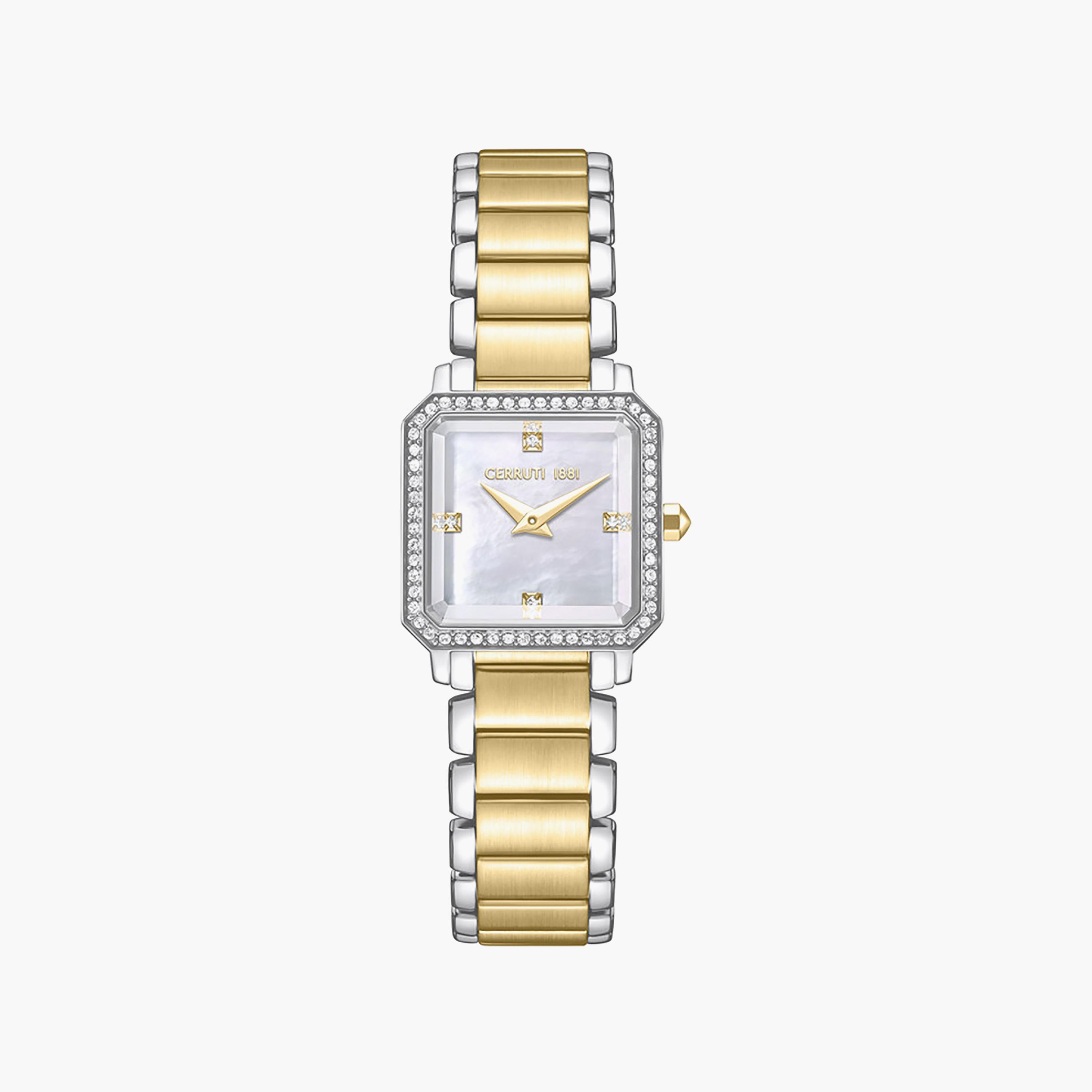 Perugia Silver Gold Plated Stainless Steel Bracelet Analog Watch for Women-women-watchesandjewellery-watches-image-1