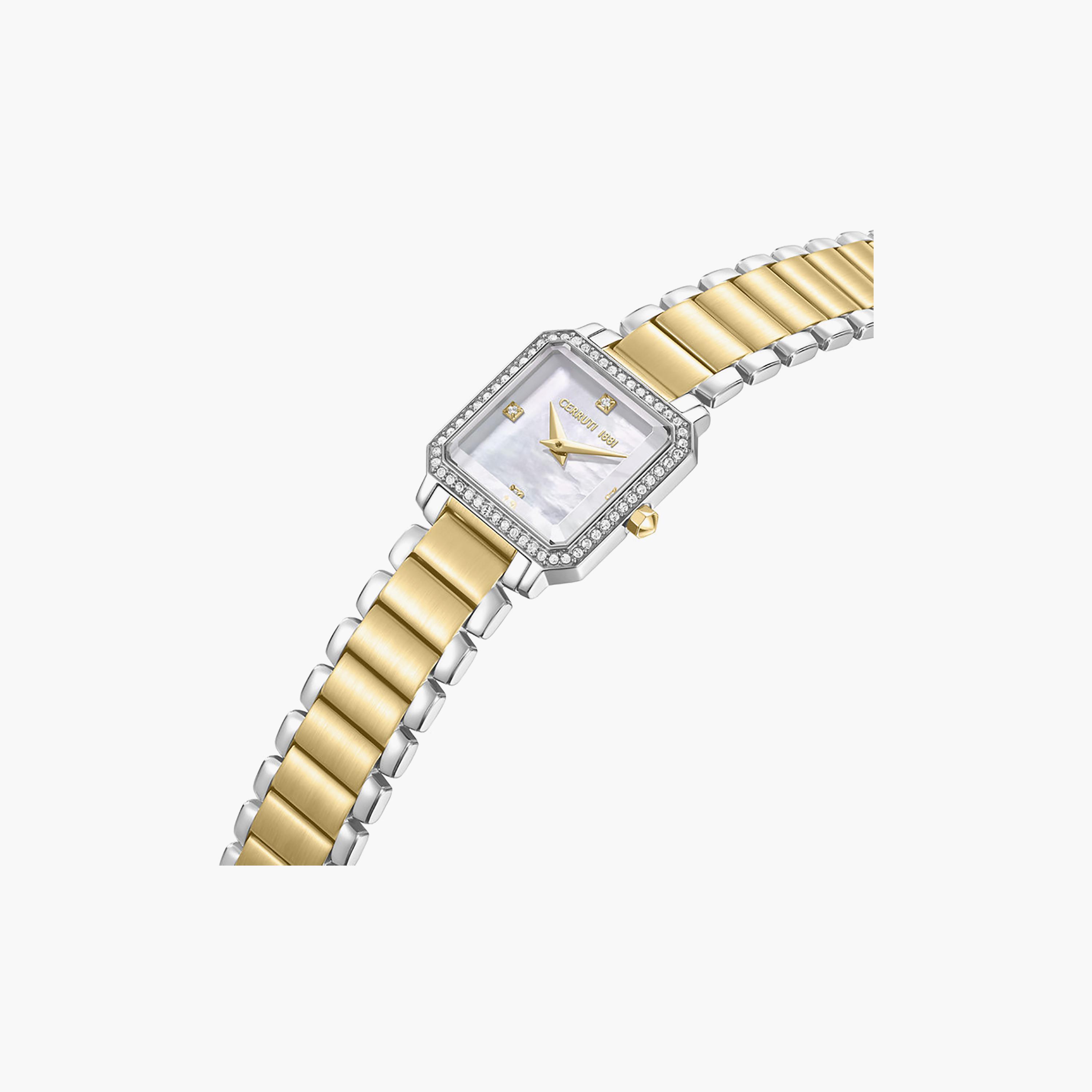 Perugia Silver Gold Plated Stainless Steel Bracelet Analog Watch for Women-women-watchesandjewellery-watches-image-2