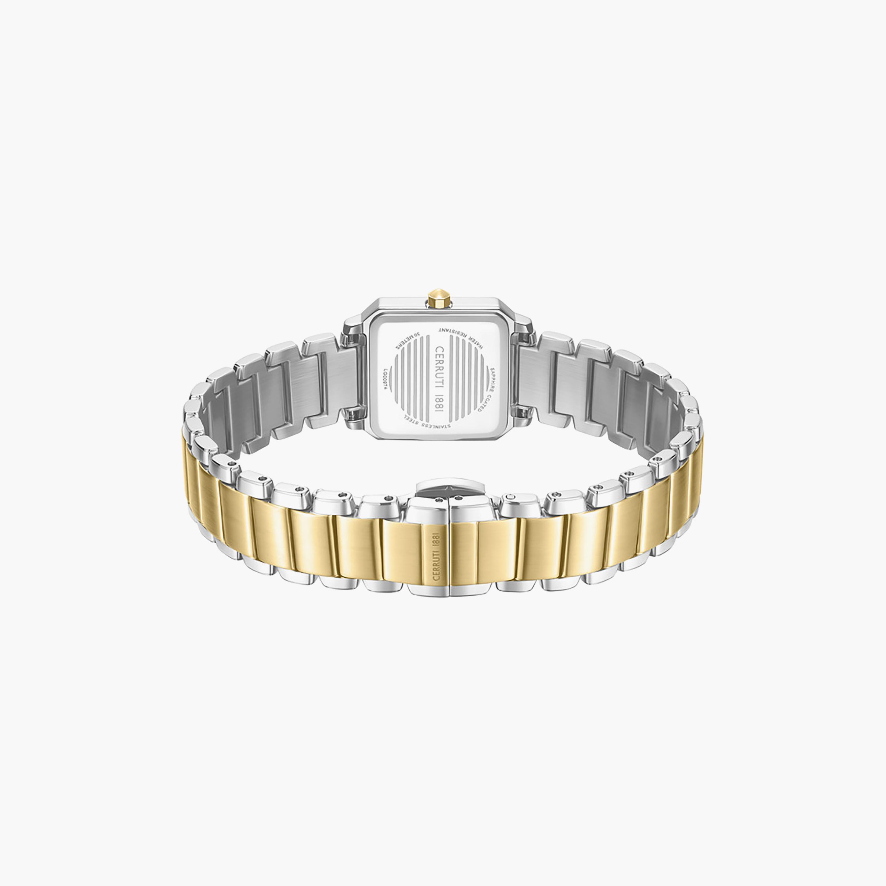 Perugia Silver Gold Plated Stainless Steel Bracelet Analog Watch for Women-women-watchesandjewellery-watches-image-3