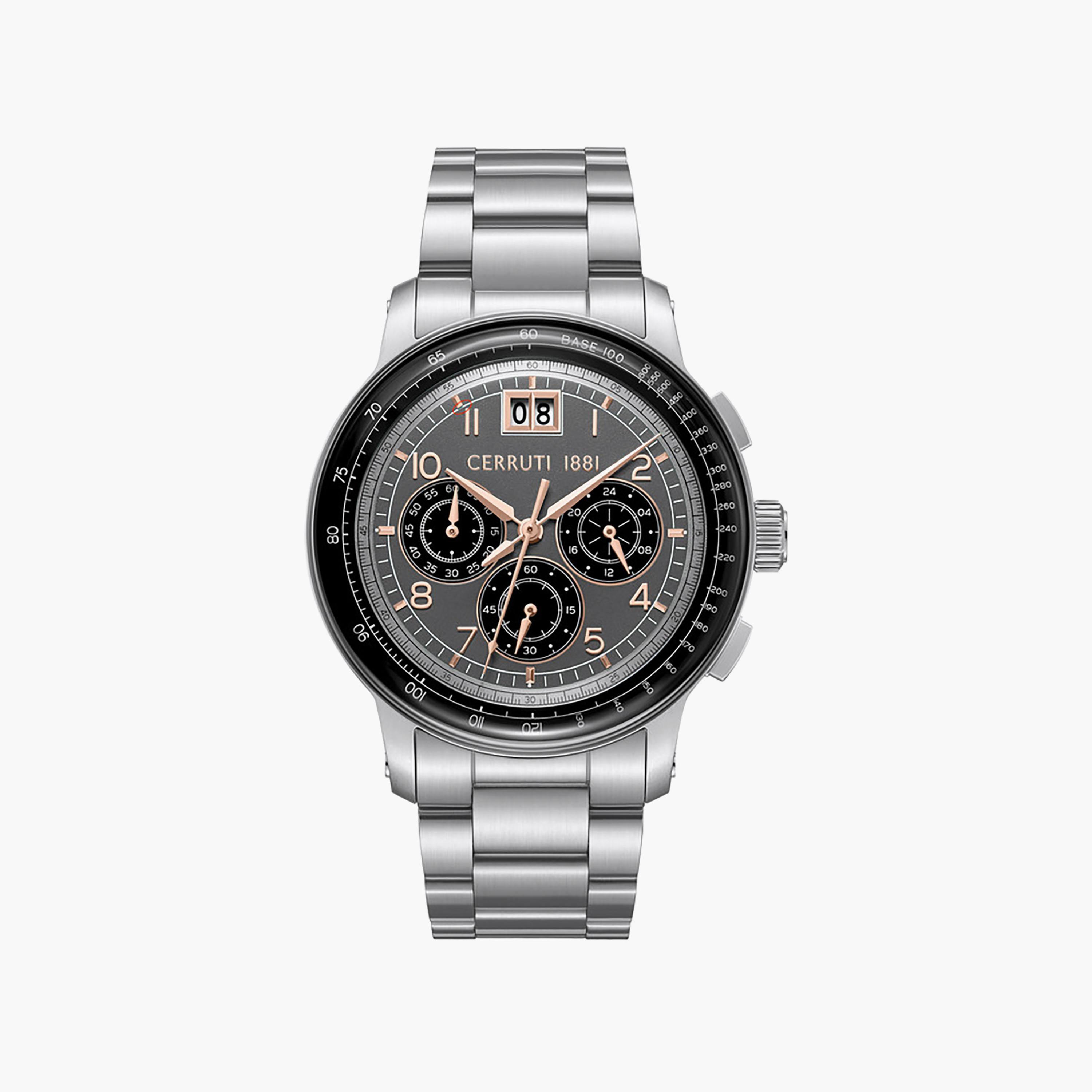 Petroio Grey/Black Dial Stainless Steel Bracelet Chronograph Watch for Men-men-watchesandjewellery-watches-image-1