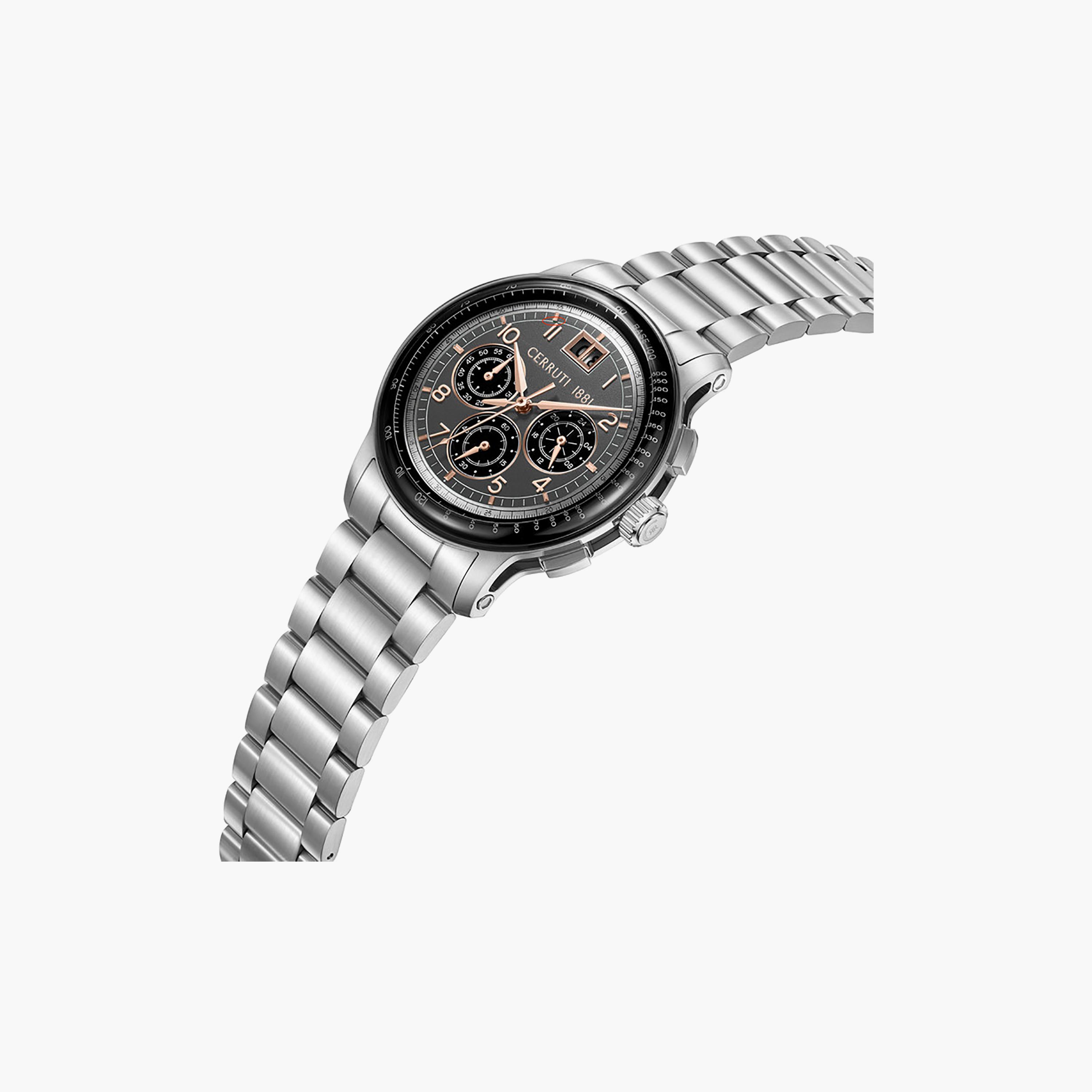 Petroio Grey/Black Dial Stainless Steel Bracelet Chronograph Watch for Men-men-watchesandjewellery-watches-image-2