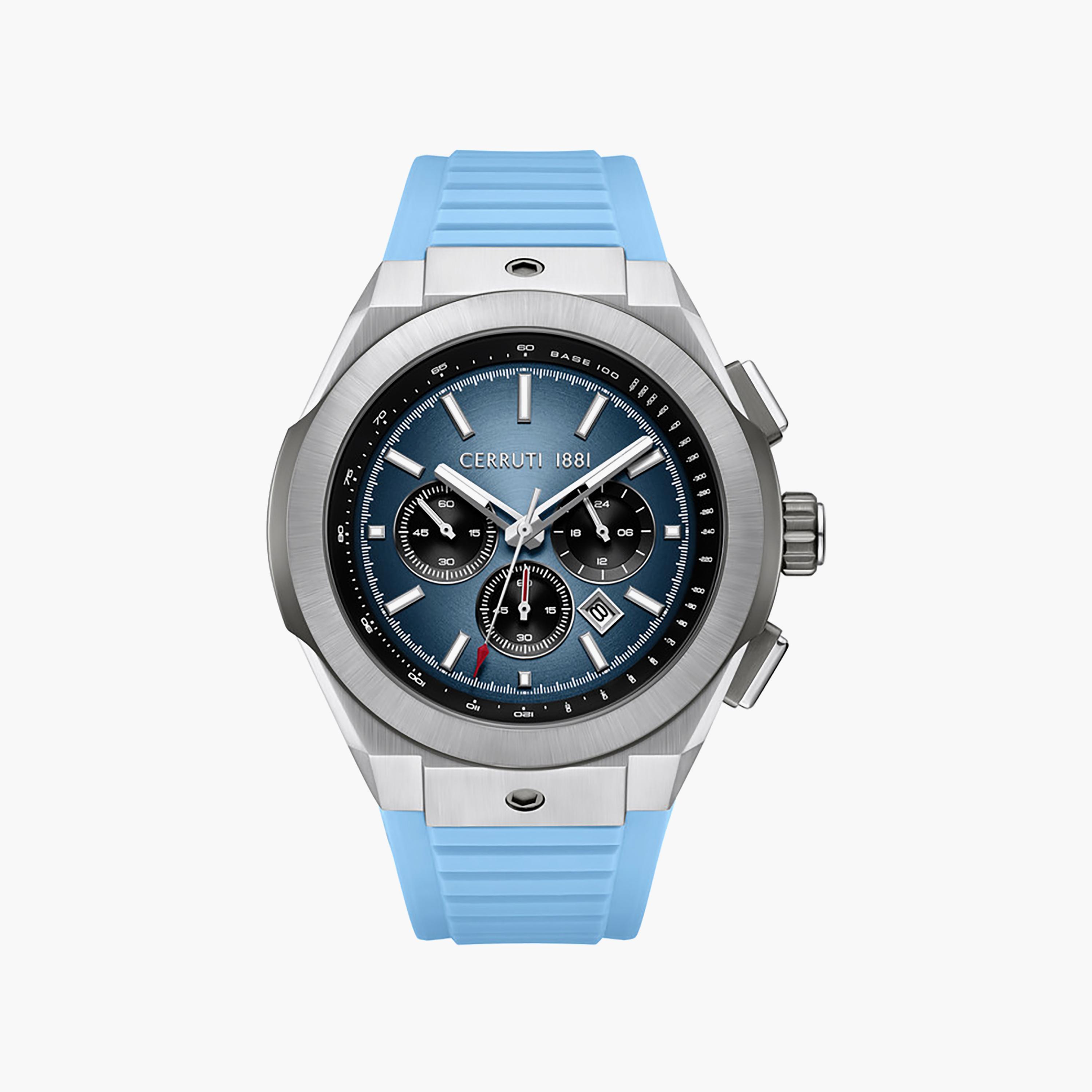 Ruscello Declination Light Blue Dial Silicone Strap Chronograph Watch for Men-men-watchesandjewellery-watches-image-1