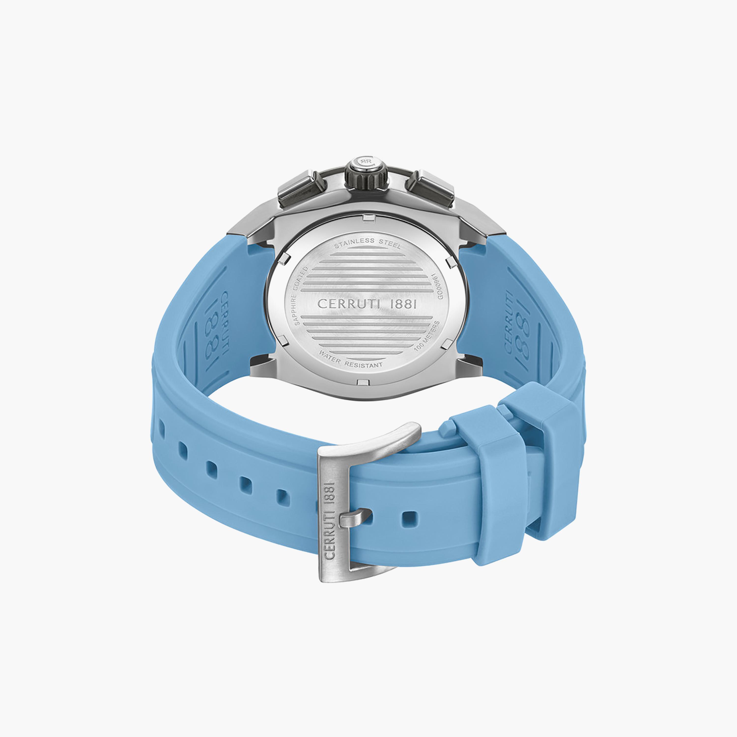 Ruscello Declination Light Blue Dial Silicone Strap Chronograph Watch for Men-men-watchesandjewellery-watches-image-3
