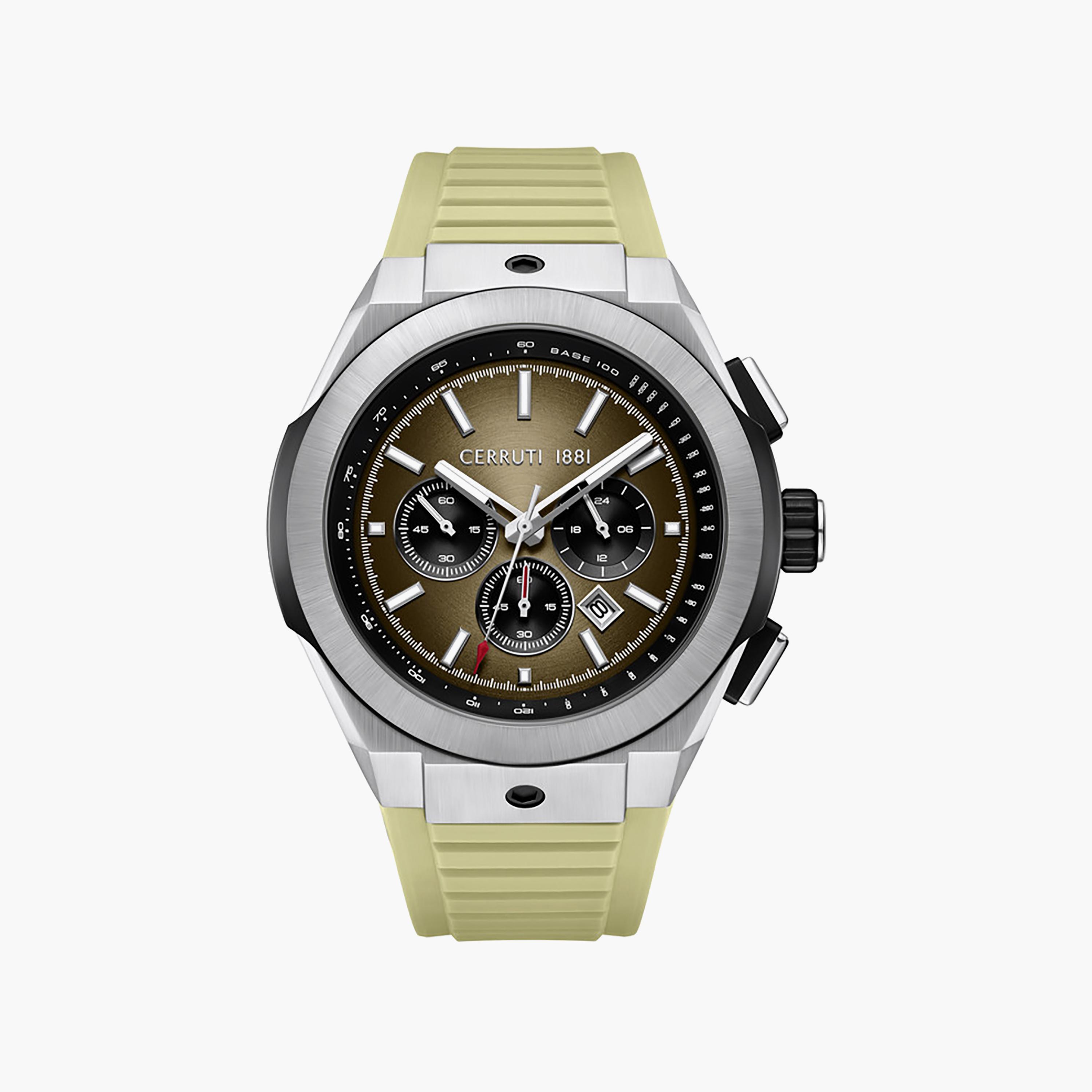 Ruscello Declination Khaki Dial Silicone Strap Chronograph Watch for Men-men-watchesandjewellery-watches-image-1