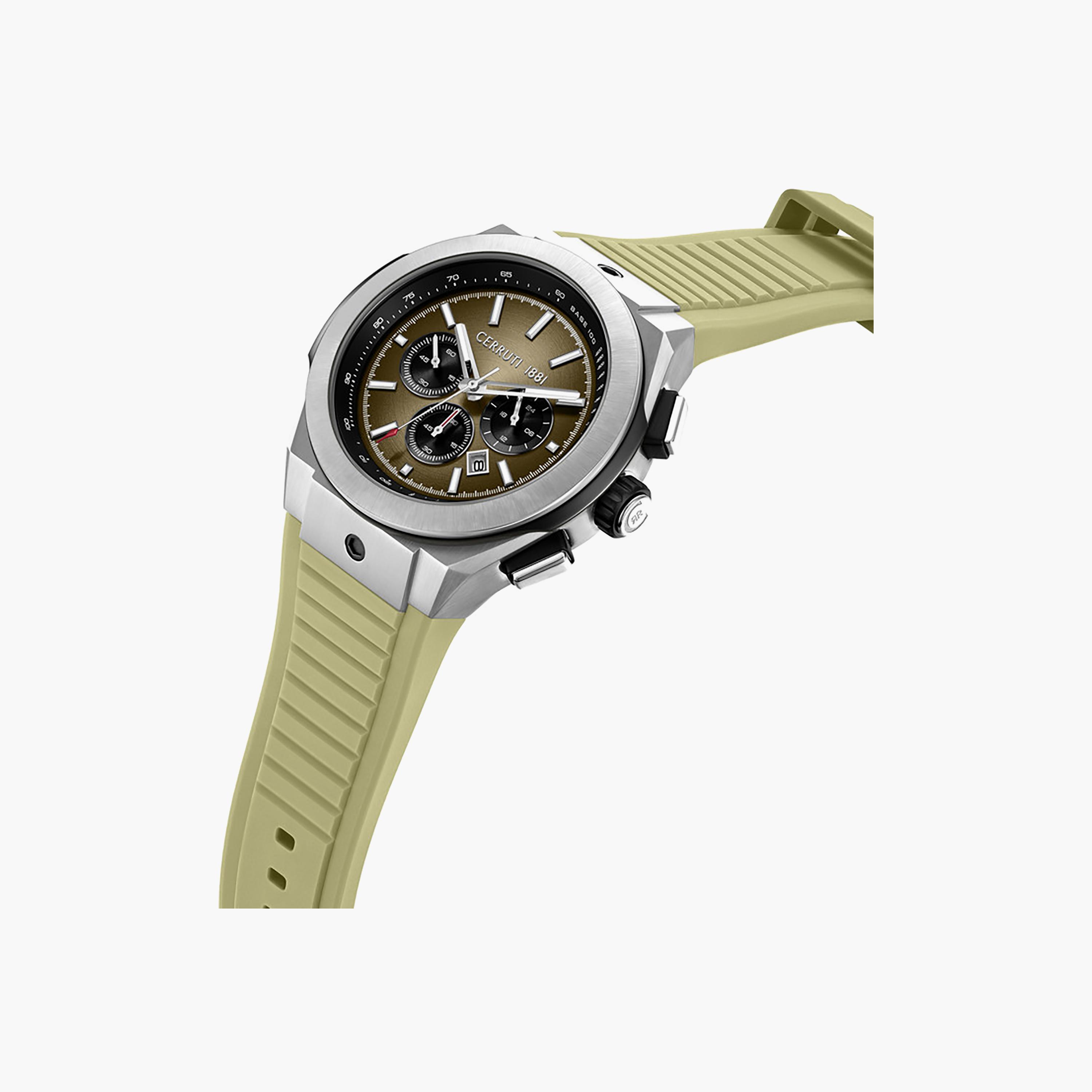 Ruscello Declination Khaki Dial Silicone Strap Chronograph Watch for Men-men-watchesandjewellery-watches-image-2