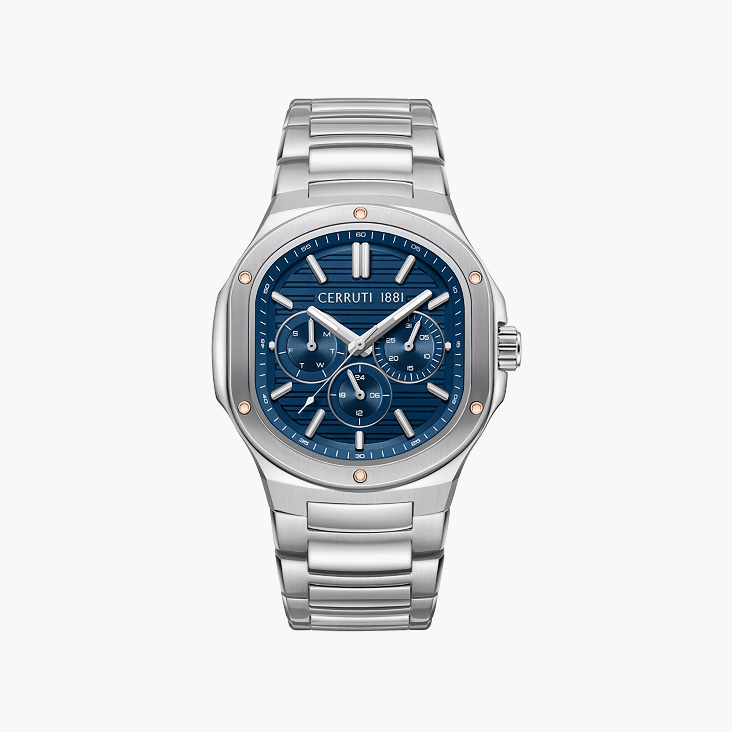 Trento Blue Dial Stainless Steel Bracelet Multifunction Watch for Men-men-watchesandjewellery-watches-image-1