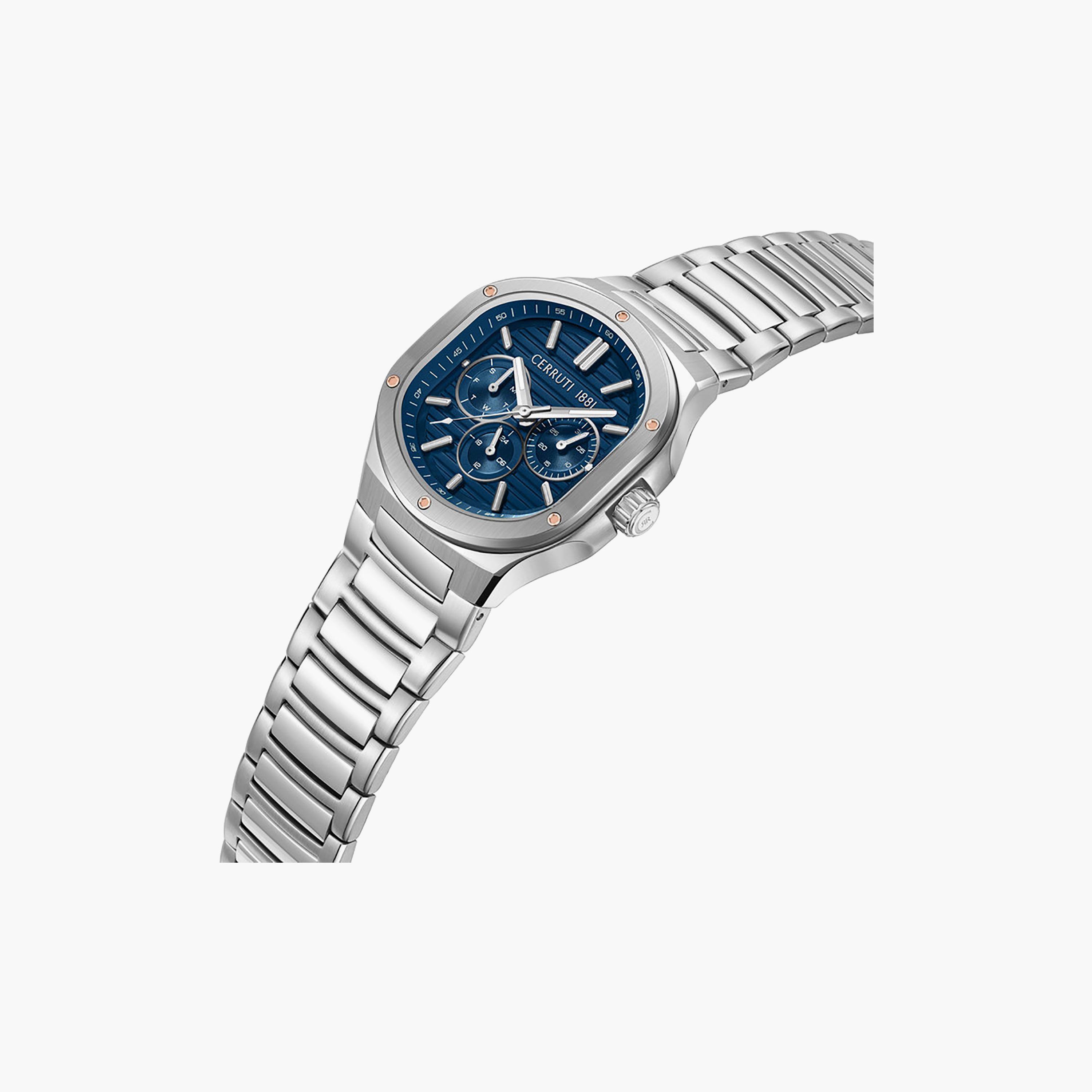 Trento Blue Dial Stainless Steel Bracelet Multifunction Watch for Men-men-watchesandjewellery-watches-image-2