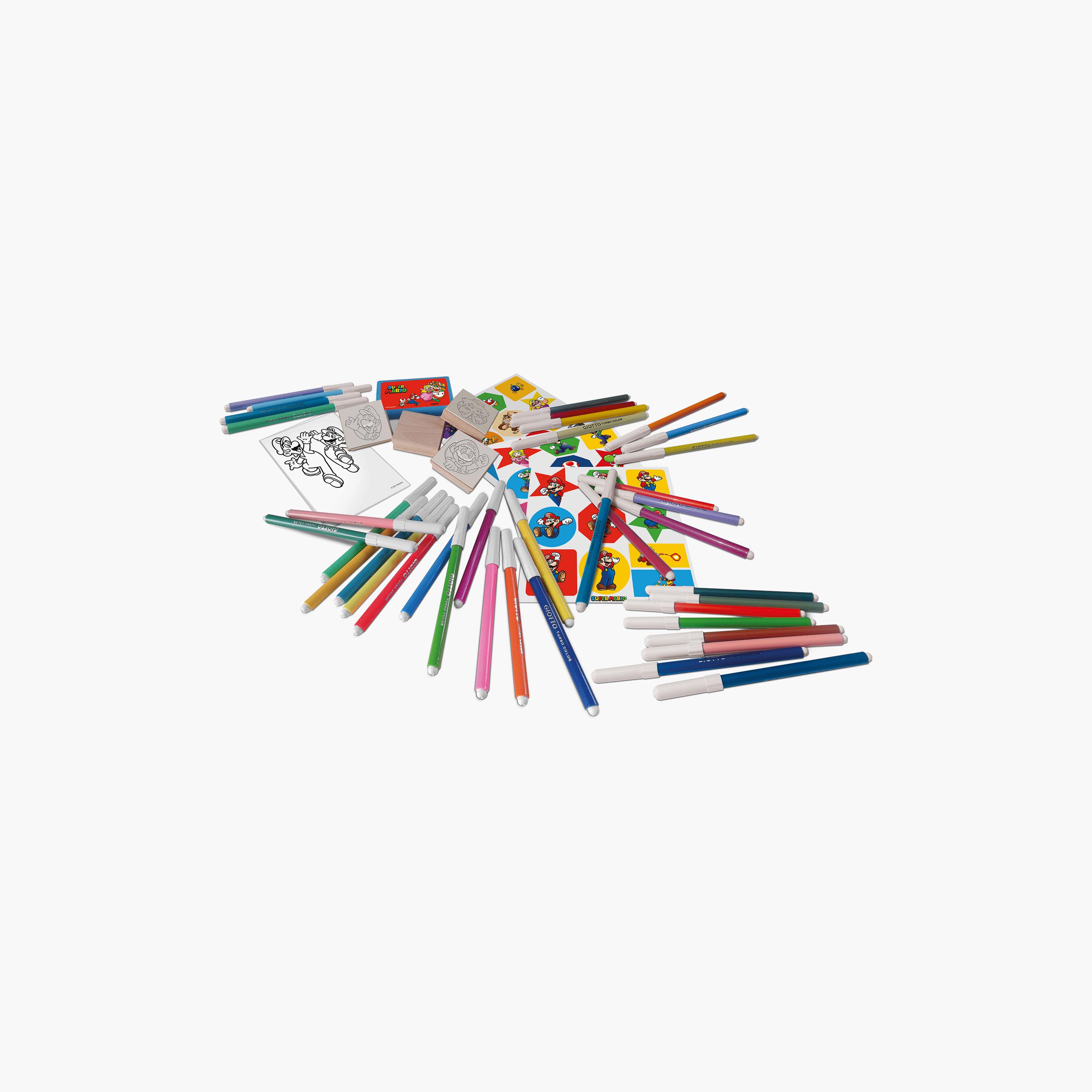 Miraculous Super Mario Felt Tip Pen Art Set with Stamps & Colouring Book-school-artsandcrafts-image-1