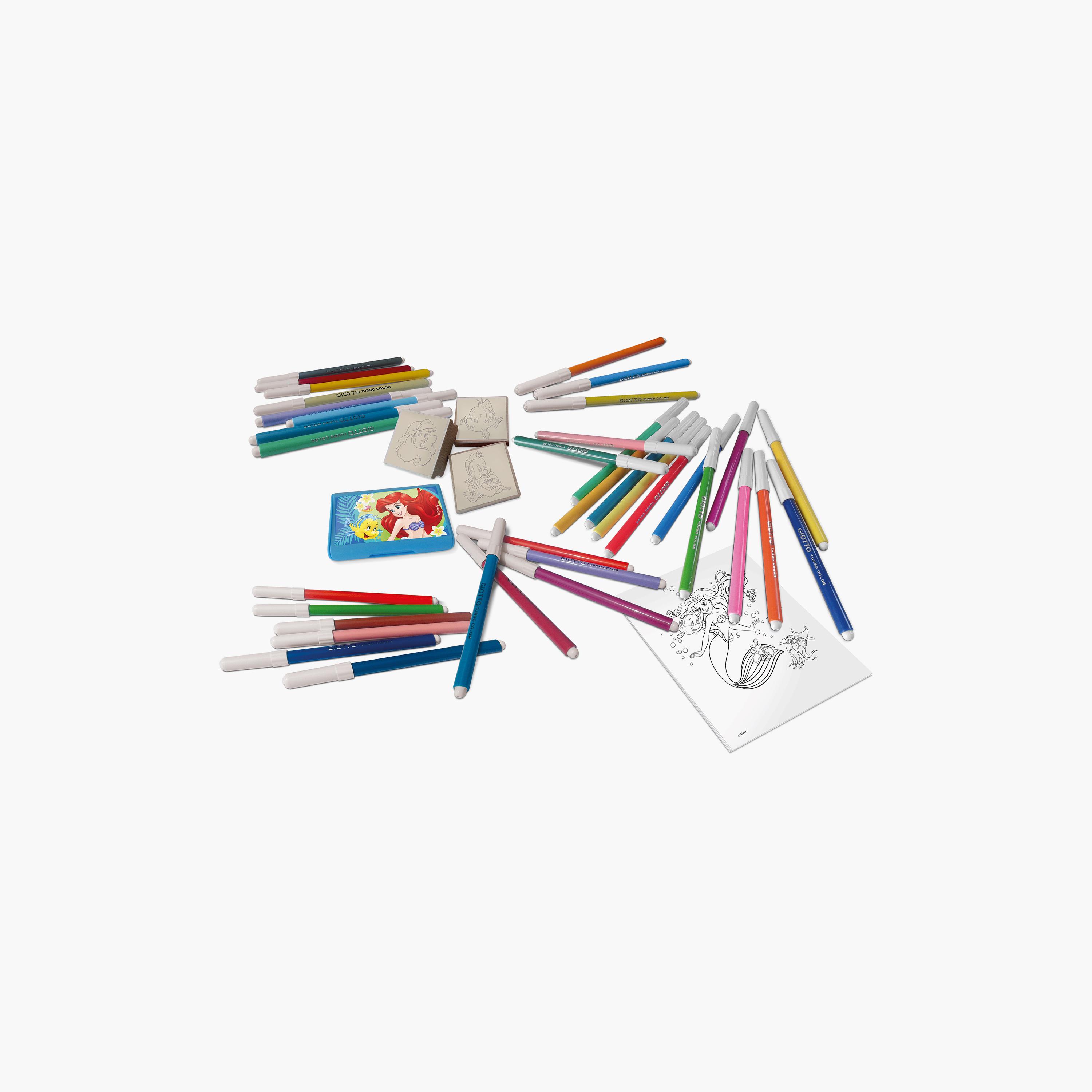Miraculous Disney Princess Felt Tip Pen Art Set with Stamps & Colouring Book-school-artsandcrafts-image-1