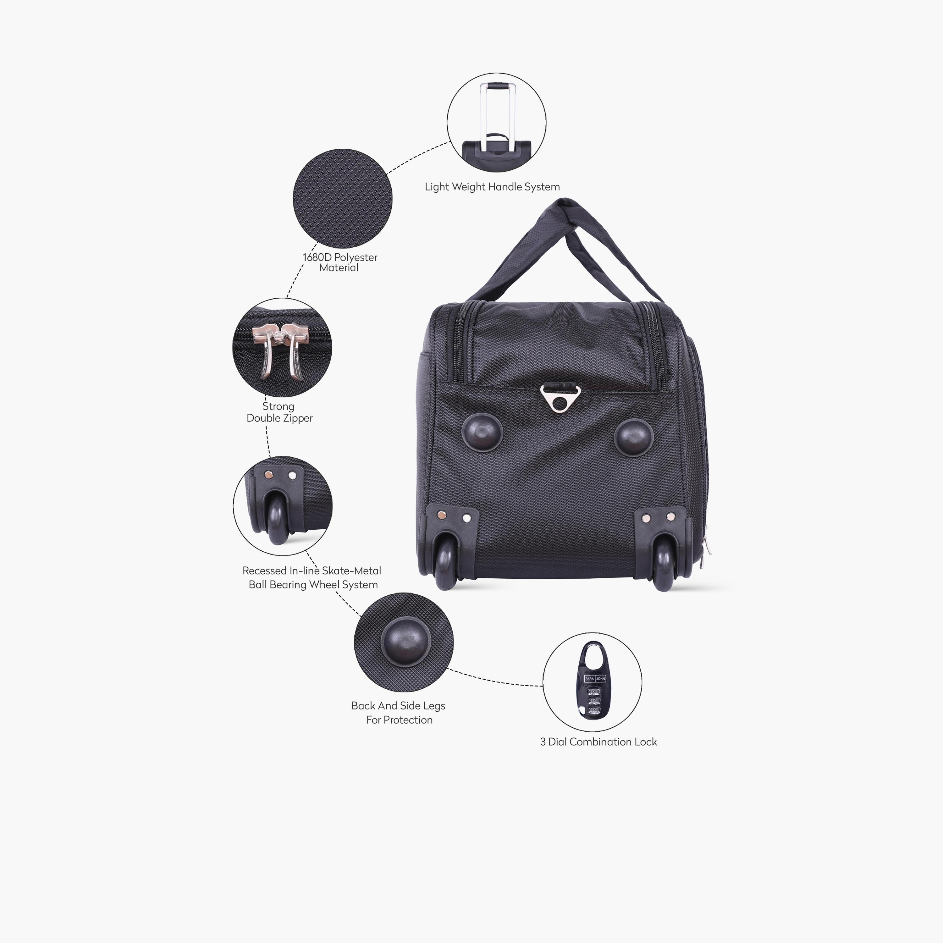 بارا جون - طقم شنط سفر 3 قطع سفر مصنوعة من النايلون بمقابض مزدوجة | PJDB3028-travel-luggagesandbags-dufflebags-image-2