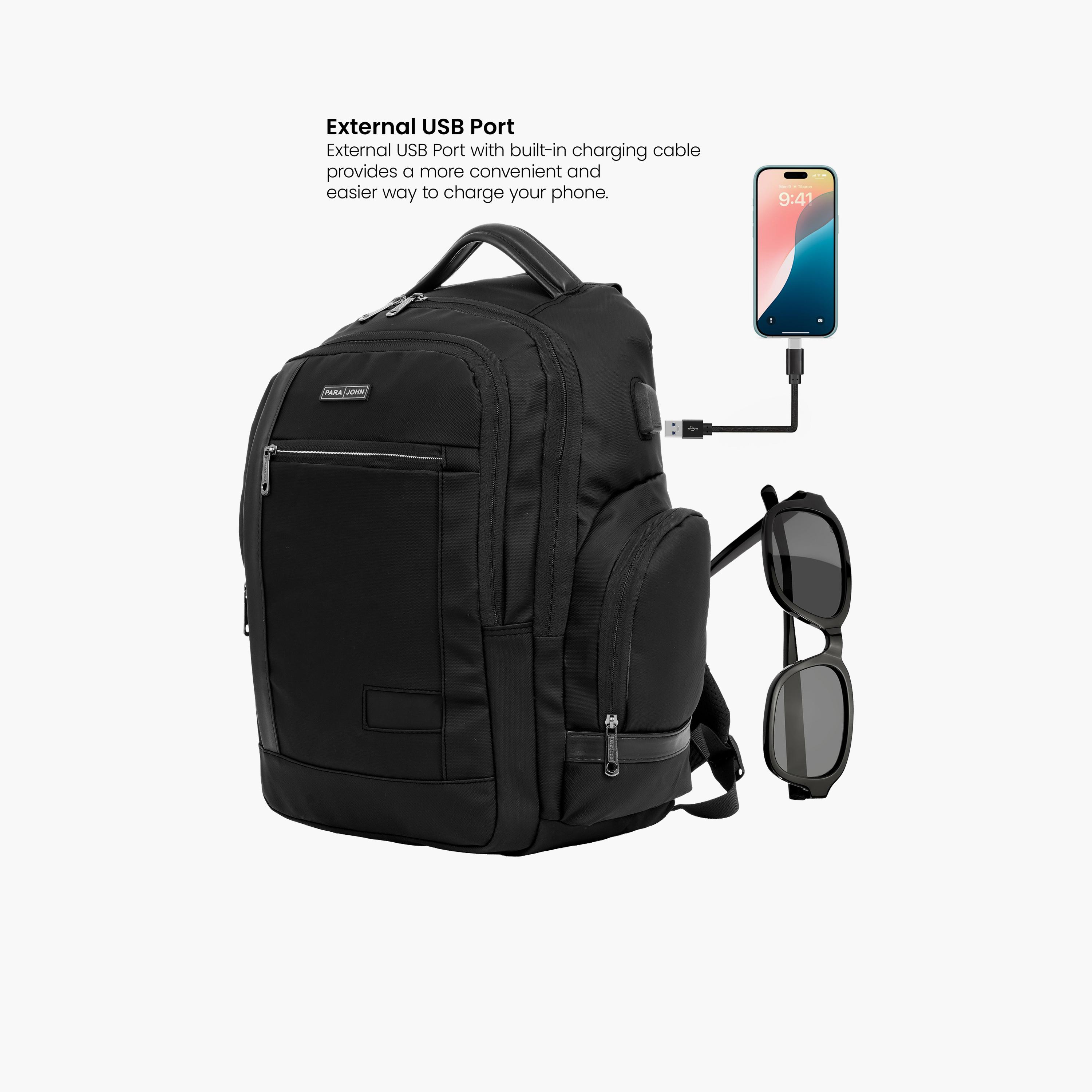 Para John 24 L | 18 Inches Backpack, Polyester, Adjustable Straps | PJBP6746-travel-luggagesandbags-backpacks-image-3