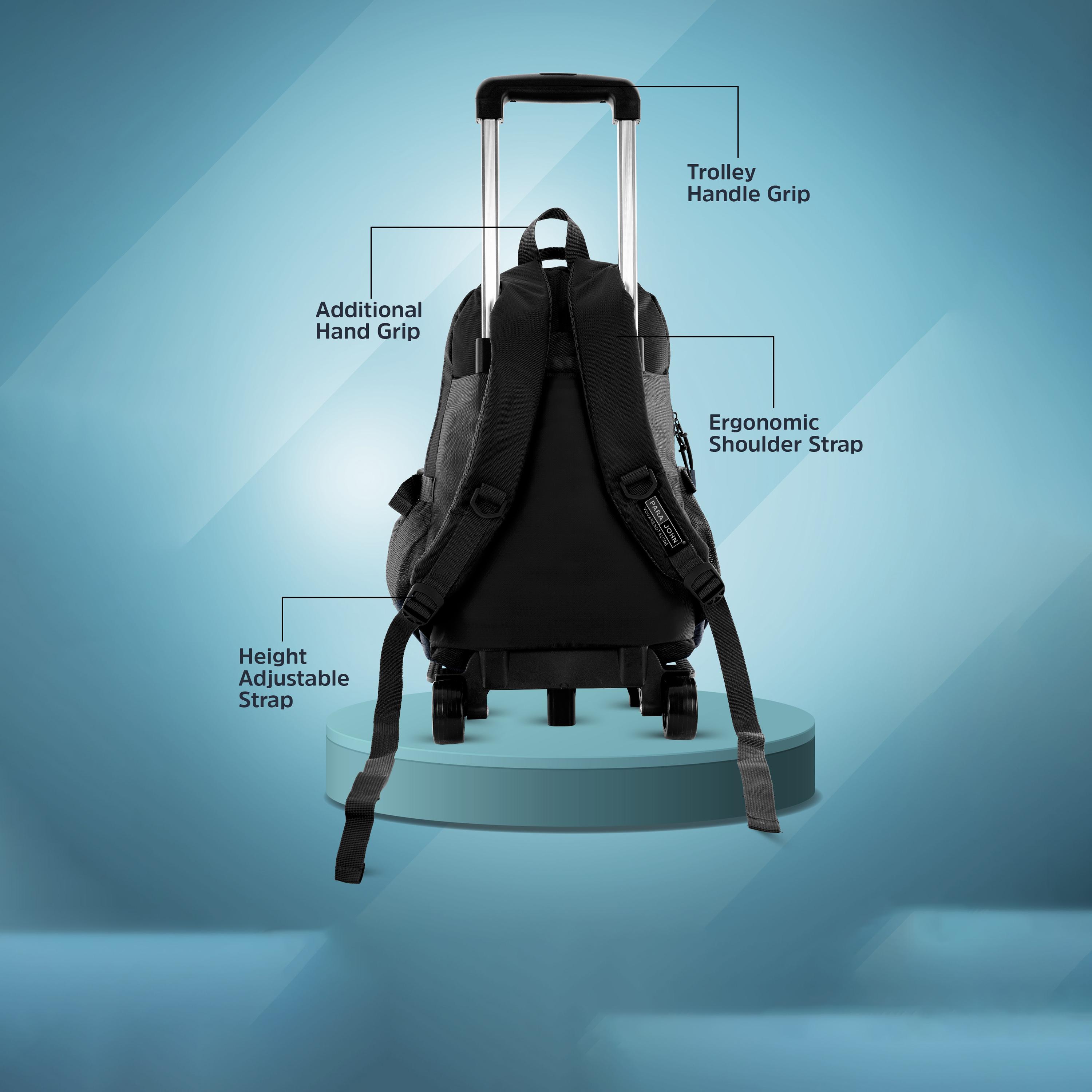 Para John | 16 Inches Trolley Bag, Nylon, Adjustable Straps | PJTRBP6720-school-bagsandbackpacks-trolleybags-image-3