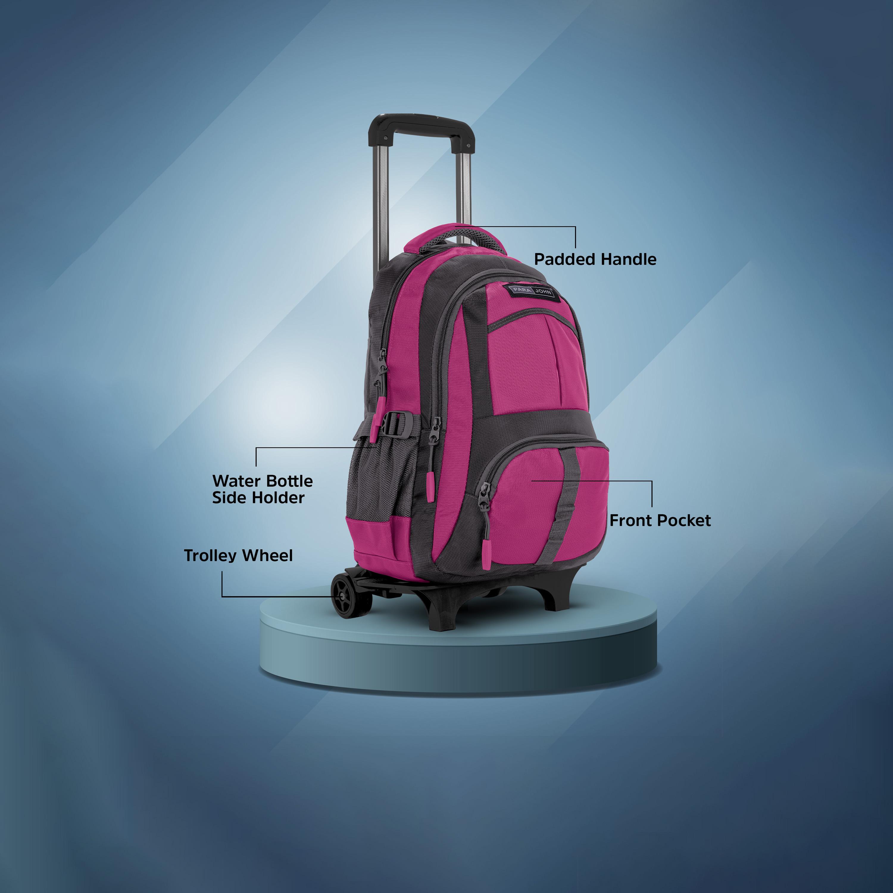 Para John | 16 Inches Trolley Bag, Nylon, Adjustable Straps | PJTRBP6720-school-bagsandbackpacks-trolleybags-image-10