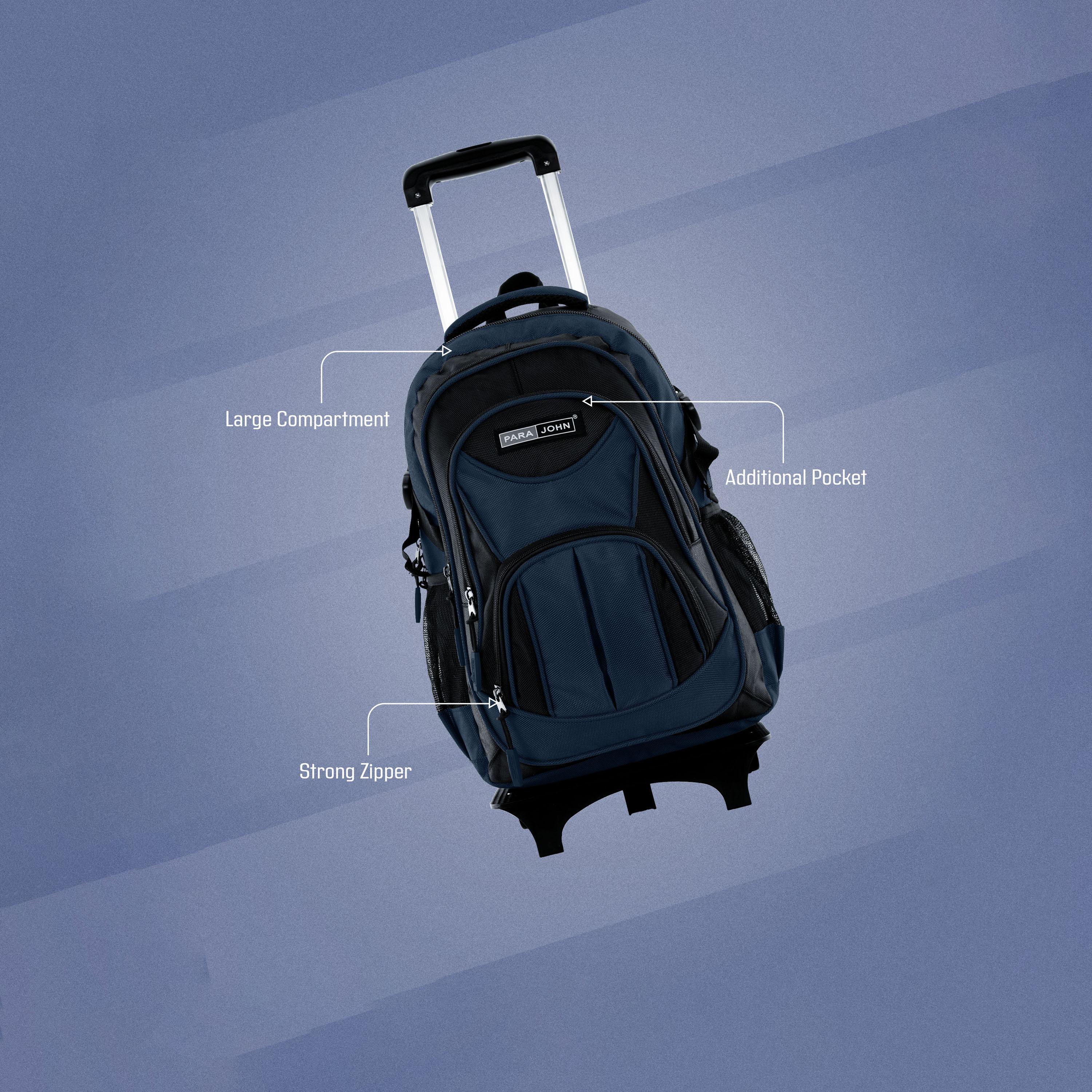 Para John | 18 Inches Trolley Bag, Nylon, Adjustable Straps | PJTRBP6720-school-bagsandbackpacks-trolleybags-image-4