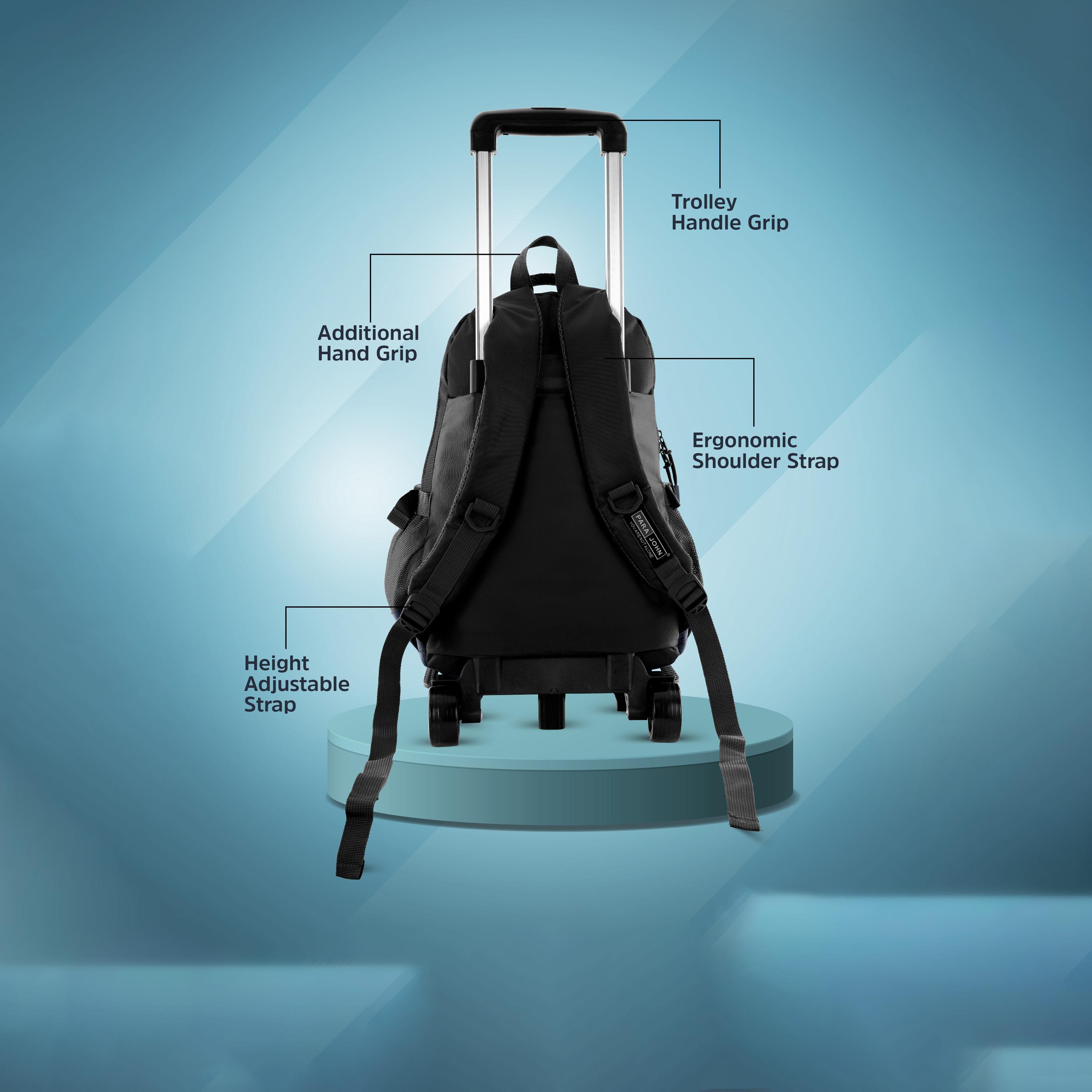 Para John | 18 Inches Trolley Bag, Nylon, Adjustable Straps | PJTRBP6720-school-bagsandbackpacks-trolleybags-image-3