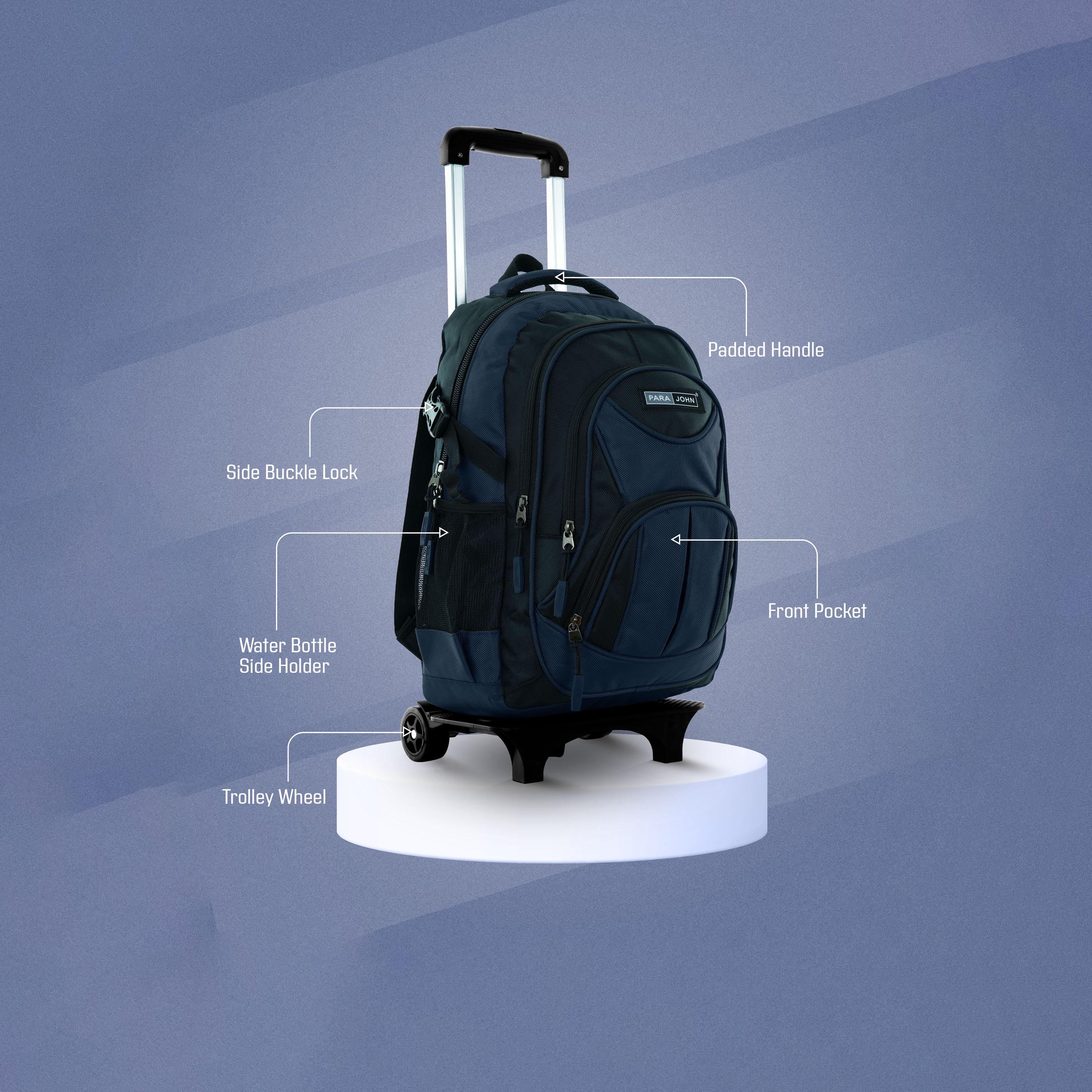 Para John | 20 Inches Trolley Bag, Nylon, Adjustable Straps | PJTRBP6720-school-bagsandbackpacks-trolleybags-image-3