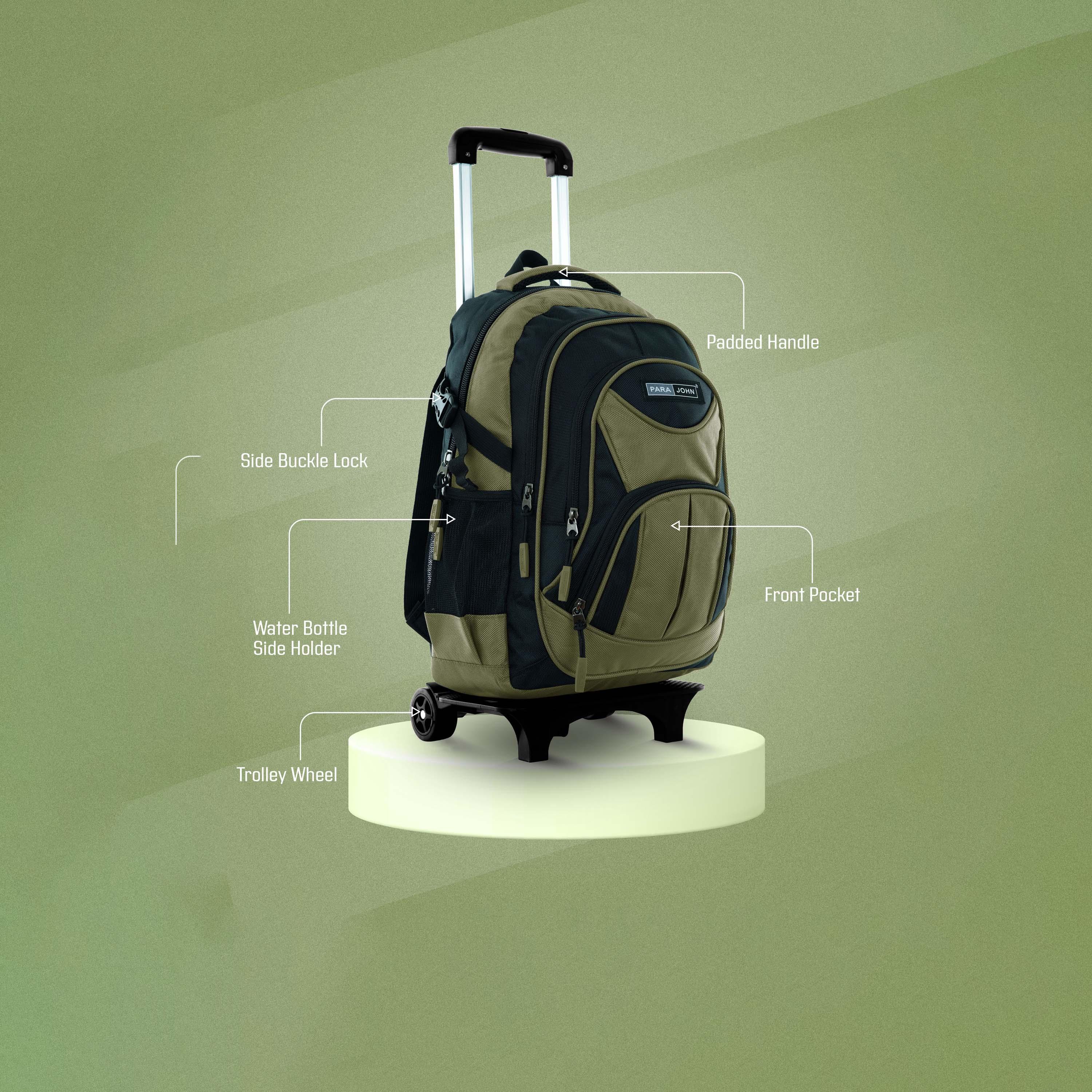 Para John | 18 Inches Trolley Bag, Nylon, Adjustable Straps | PJTRBP6722-school-bagsandbackpacks-trolleybags-image-2