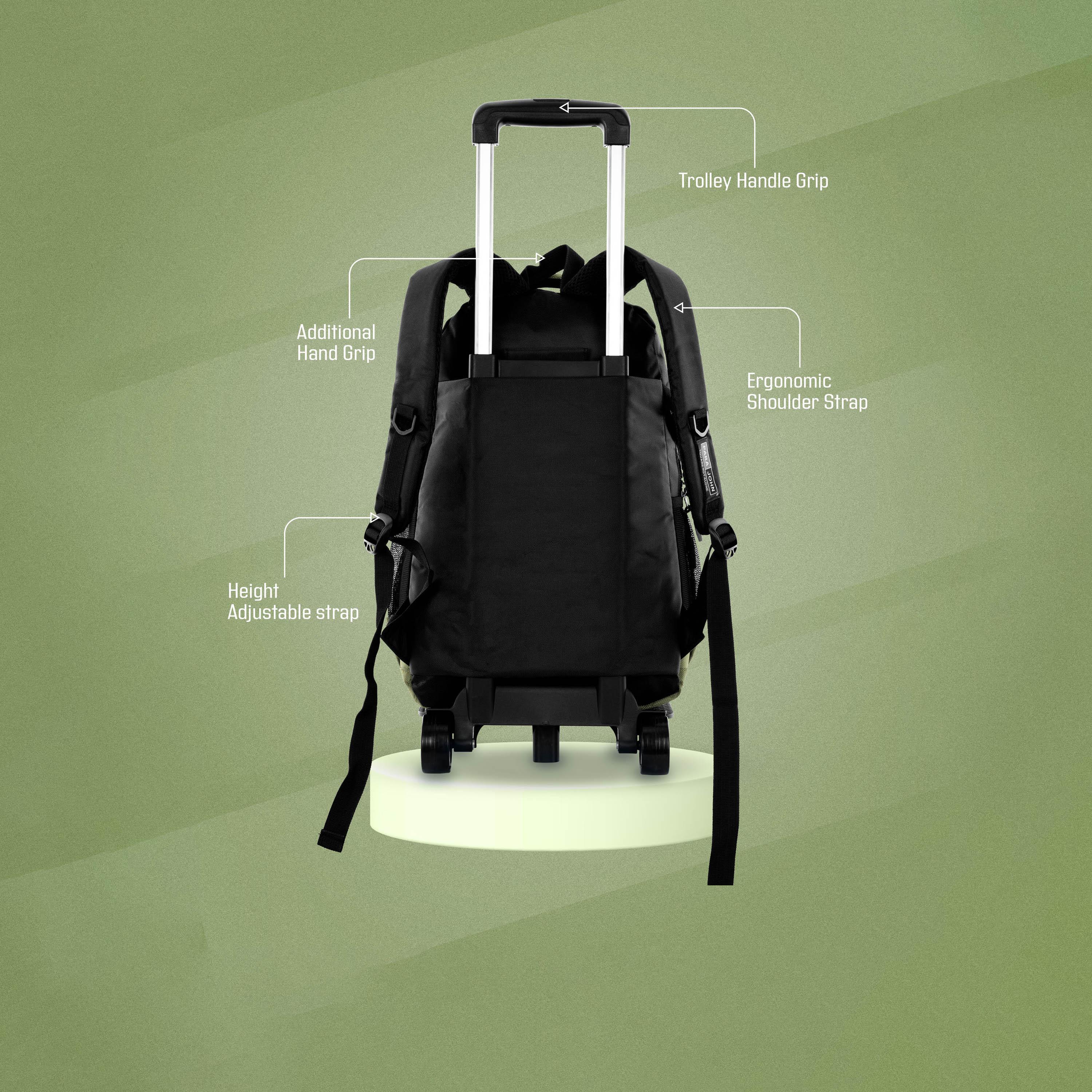 Para John | 18 Inches Trolley Bag, Nylon, Adjustable Straps | PJTRBP6722-school-bagsandbackpacks-trolleybags-image-3