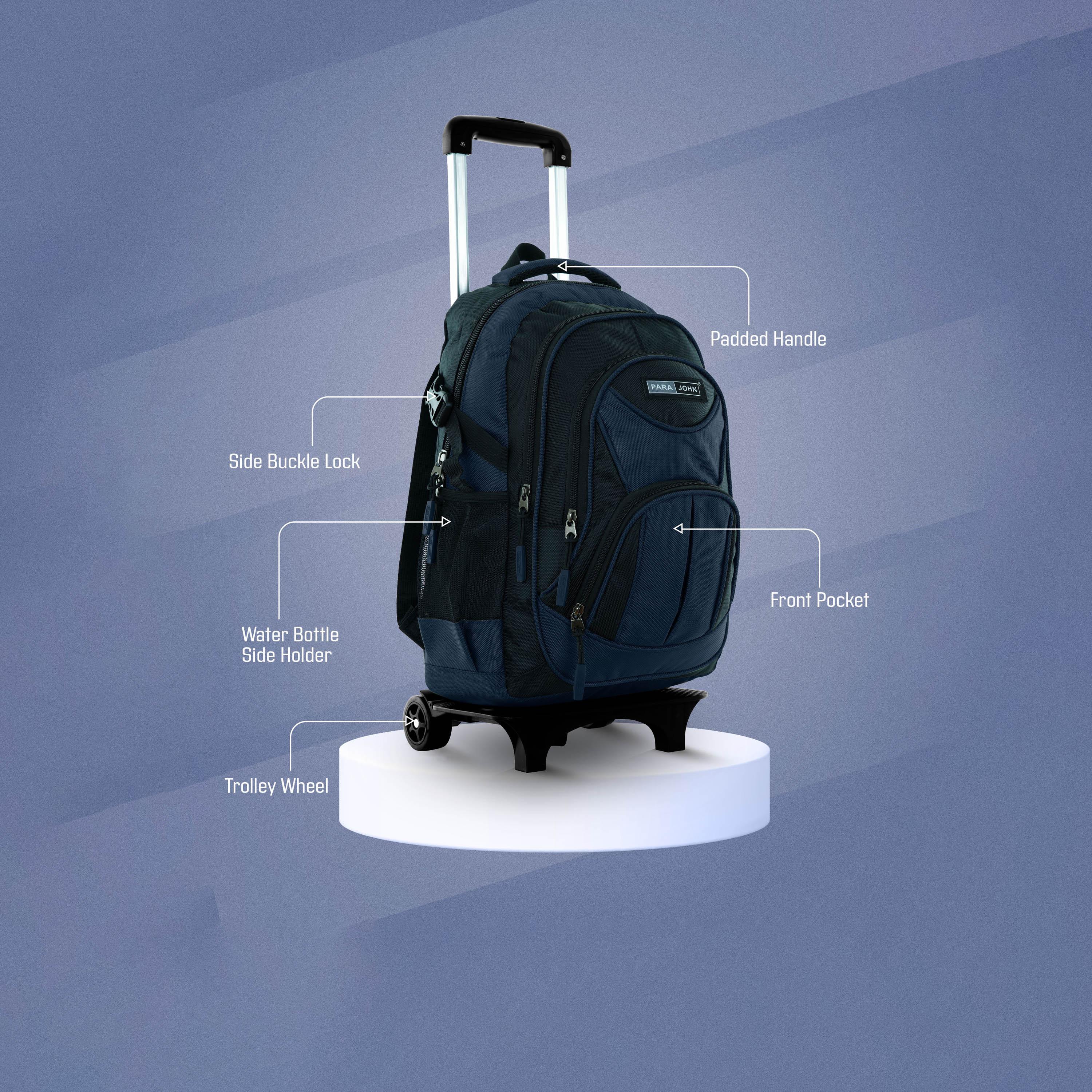 Para John | 20 Inches Trolley Bag, Nylon, Adjustable Straps | PJTRBP6722-school-bagsandbackpacks-trolleybags-image-3