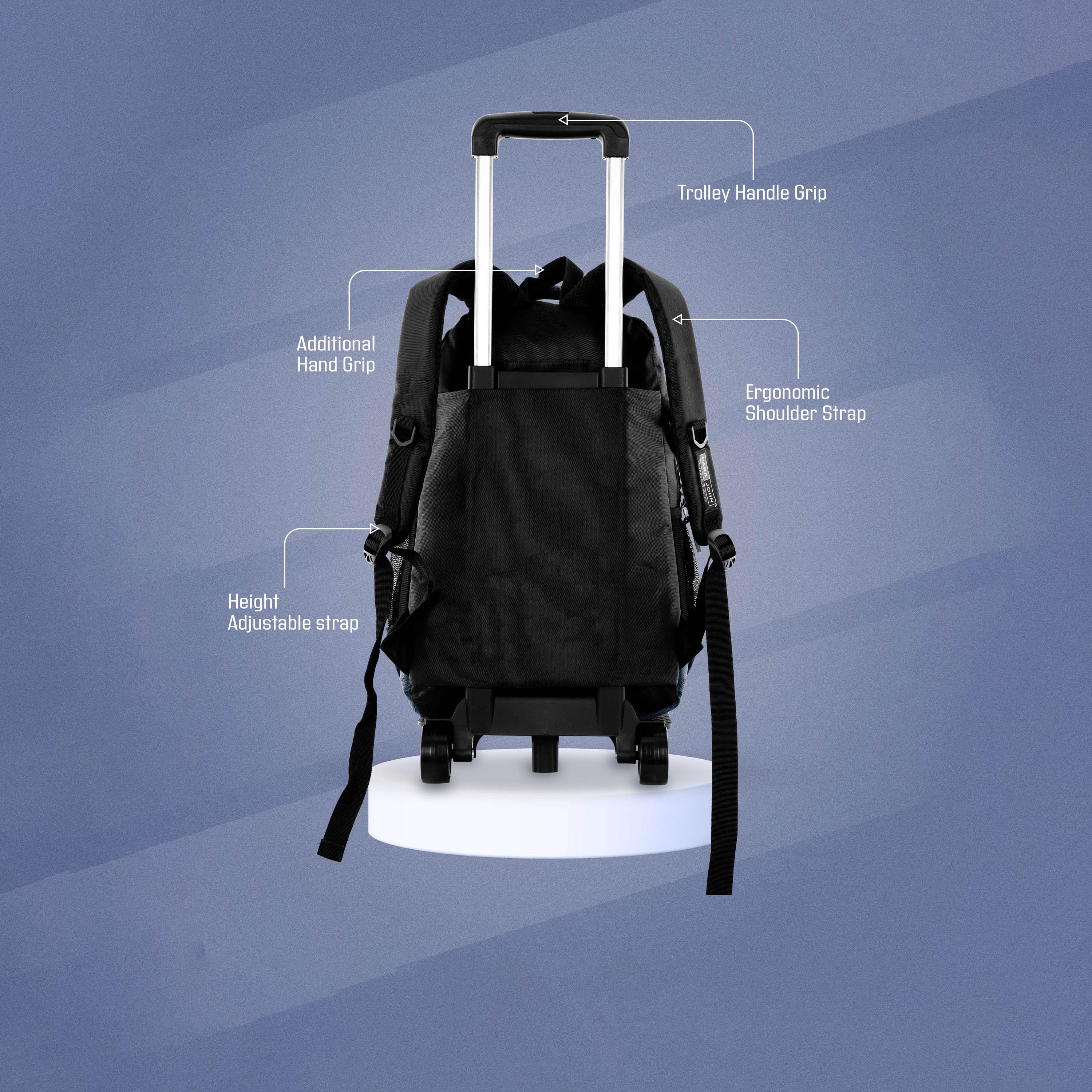 Para John | 20 Inches Trolley Bag, Nylon, Adjustable Straps | PJTRBP6722-school-bagsandbackpacks-trolleybags-image-4