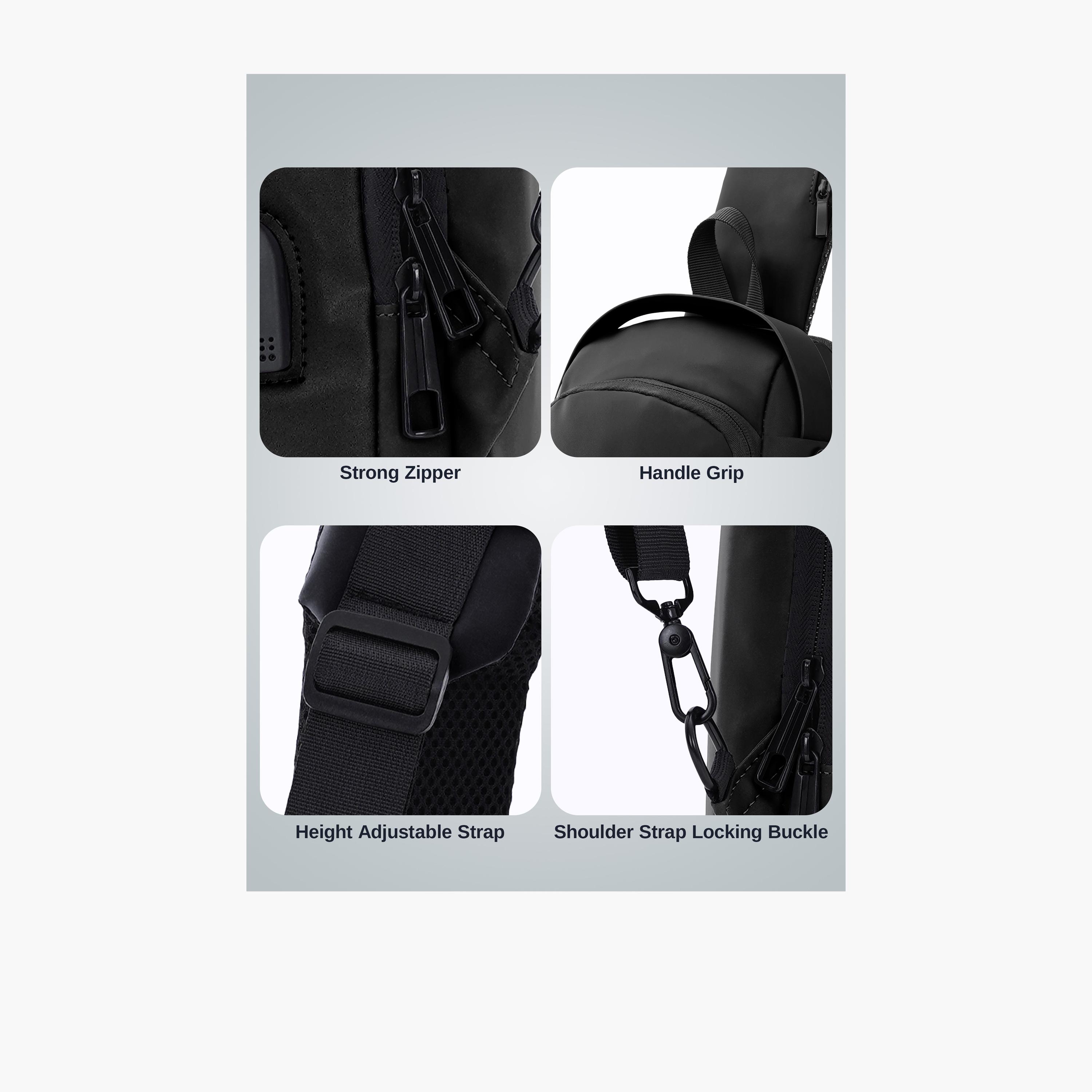 Para John Plain Top Handle Sling Bag with Zipper closure and Adjustable Strap | 30 X 16 X 8 CM-men-bags-image-2