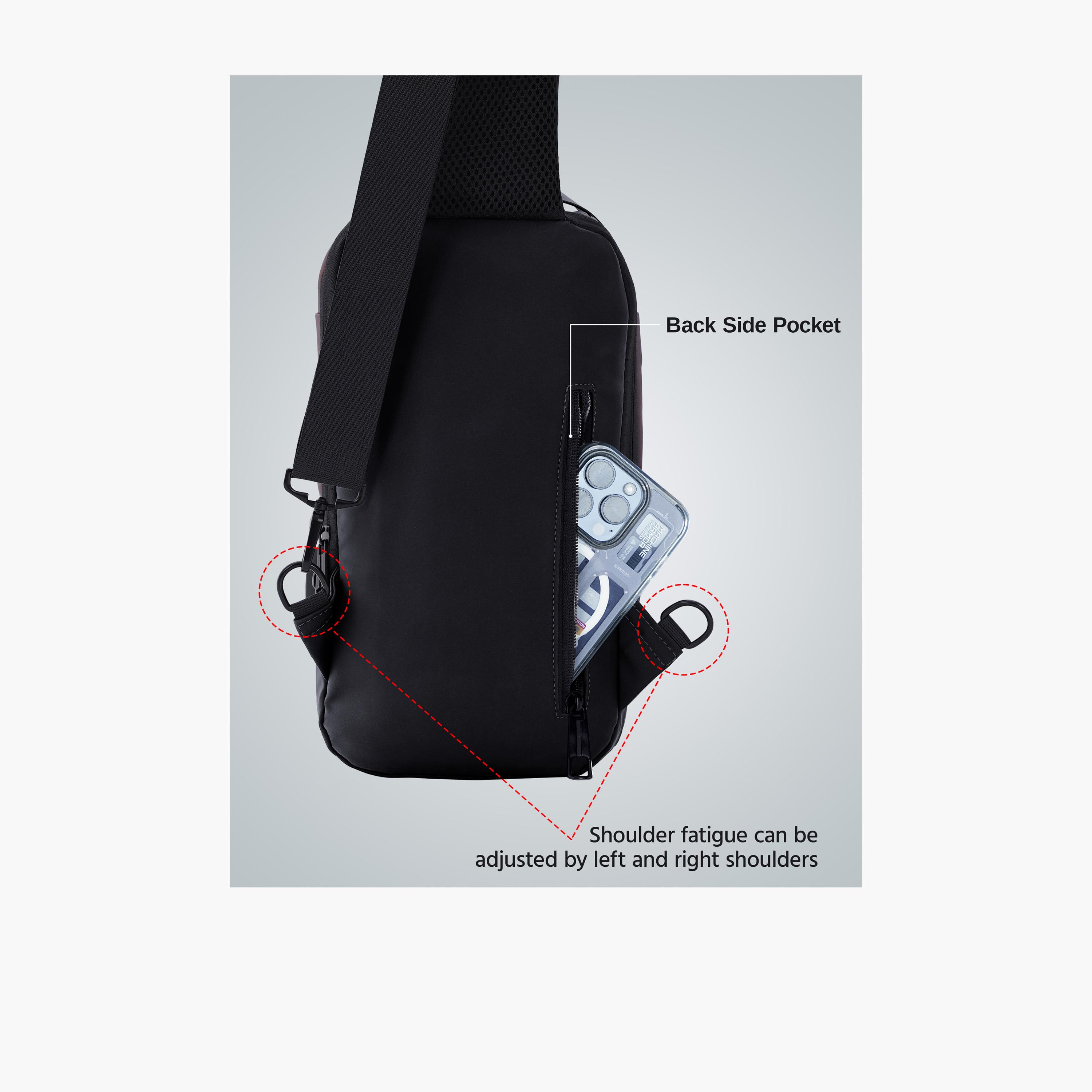 Para John Plain Top Handle Sling Bag with Zipper closure and Adjustable Strap | 30 X 16 X 8 CM-men-bags-image-4