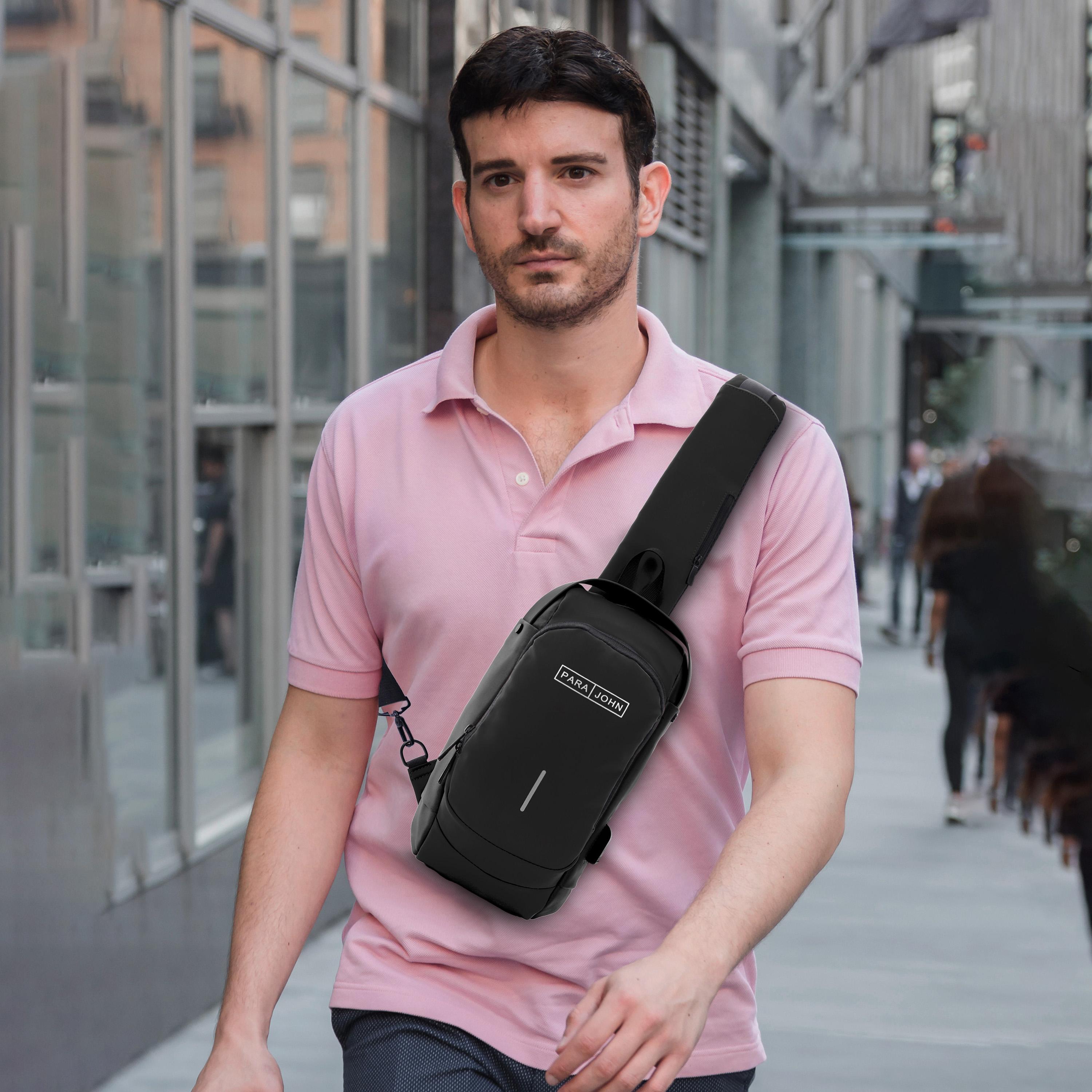 Para John Plain Top Handle Sling Bag with Zipper closure and Adjustable Strap | 30 X 16 X 8 CM-men-bags-image-7