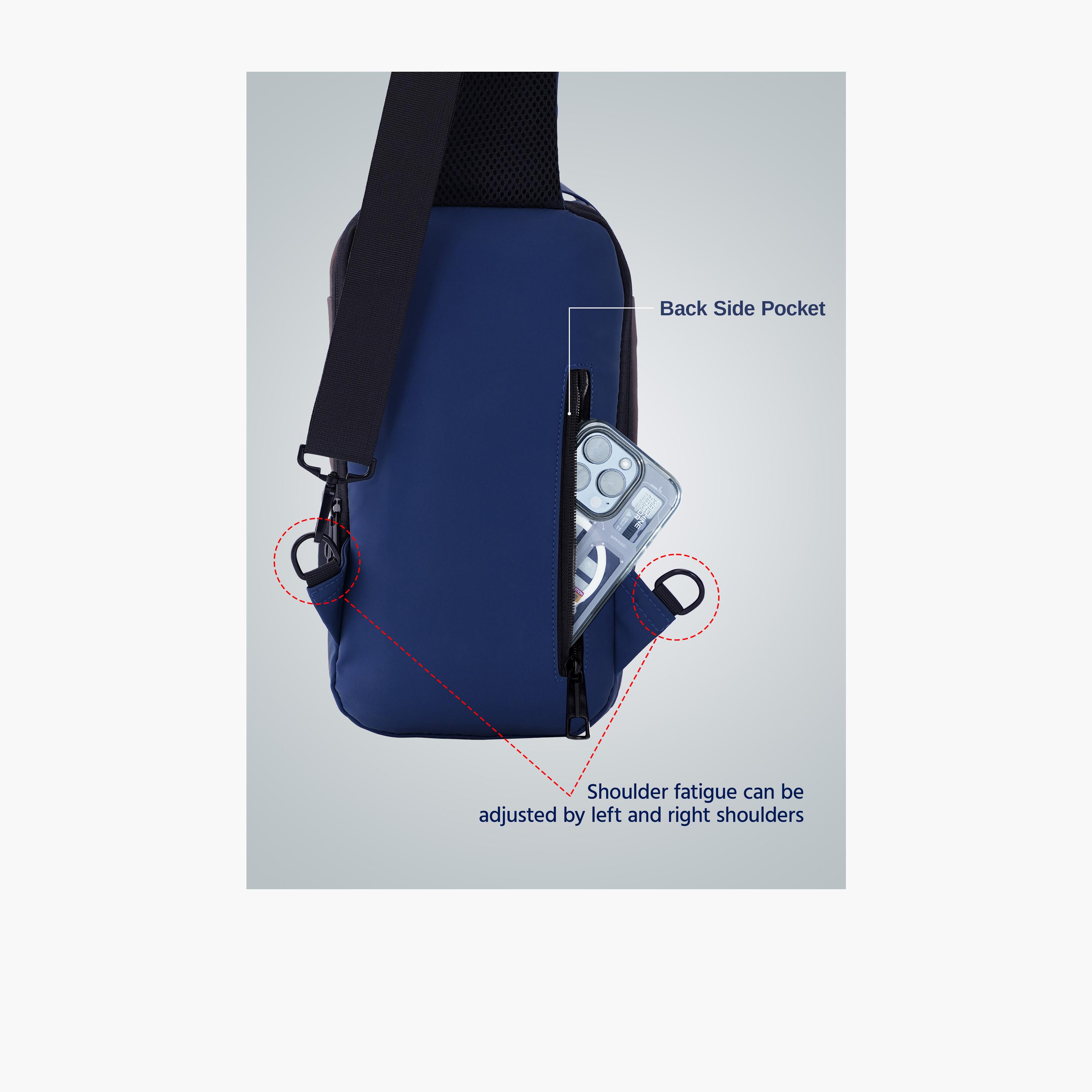 بارا جون - شنطة كتف سادة بمقبض علوي وسحاب إغلاق وحزام قابل للتعديل | 30 × 16 × 8 سم-men-bags-image-3
