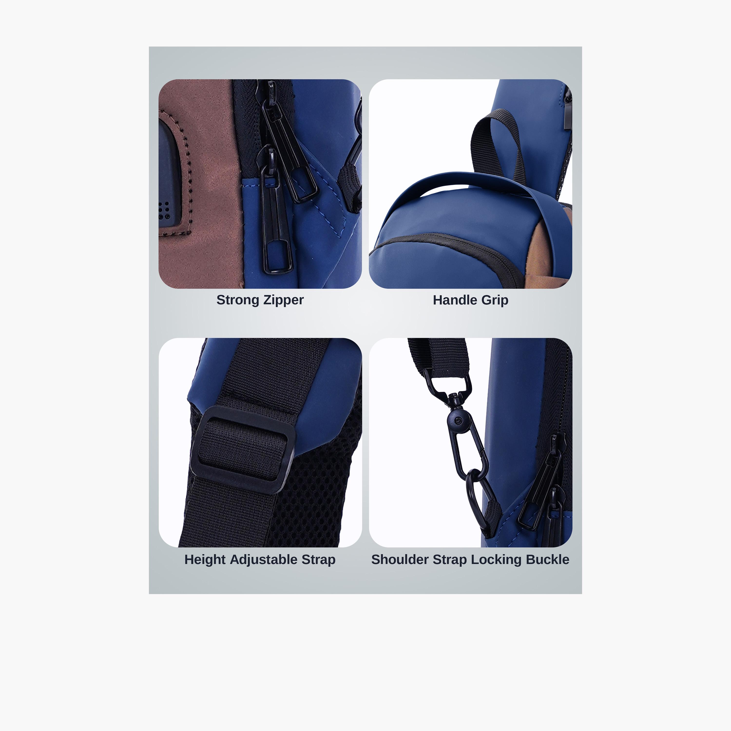 Para John Plain Top Handle Sling Bag with Zipper closure and Adjustable Strap | 30 X 16 X 8 CM-men-bags-image-4