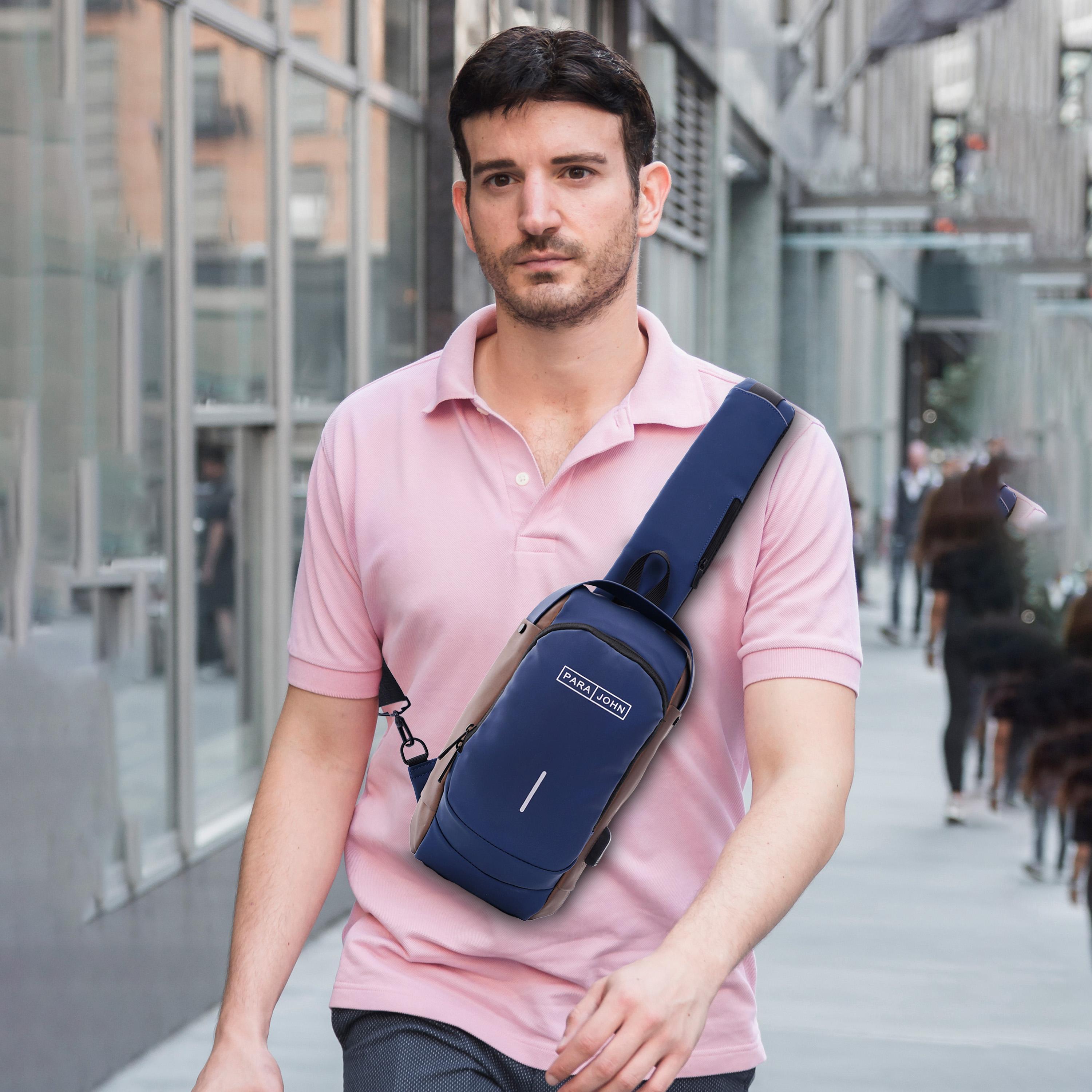 Para John Plain Top Handle Sling Bag with Zipper closure and Adjustable Strap | 30 X 16 X 8 CM-men-bags-image-7