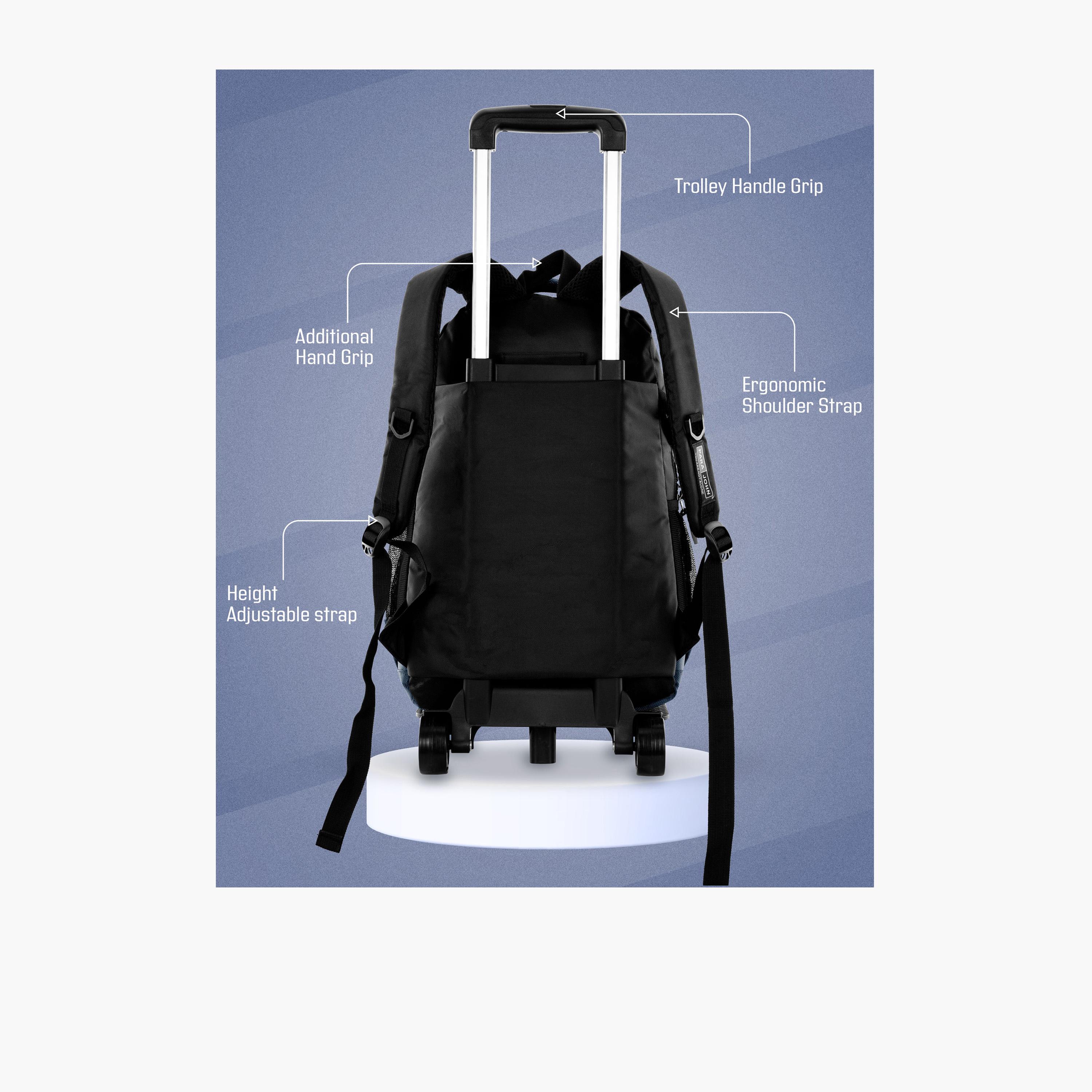 بارا جون - شنطة بوليستر بعجلات 32 لتر | 20 إنش، حزام قابل للتعديل | PJTRBP6722A20BL-school-bagsandbackpacks-trolleybags-image-5