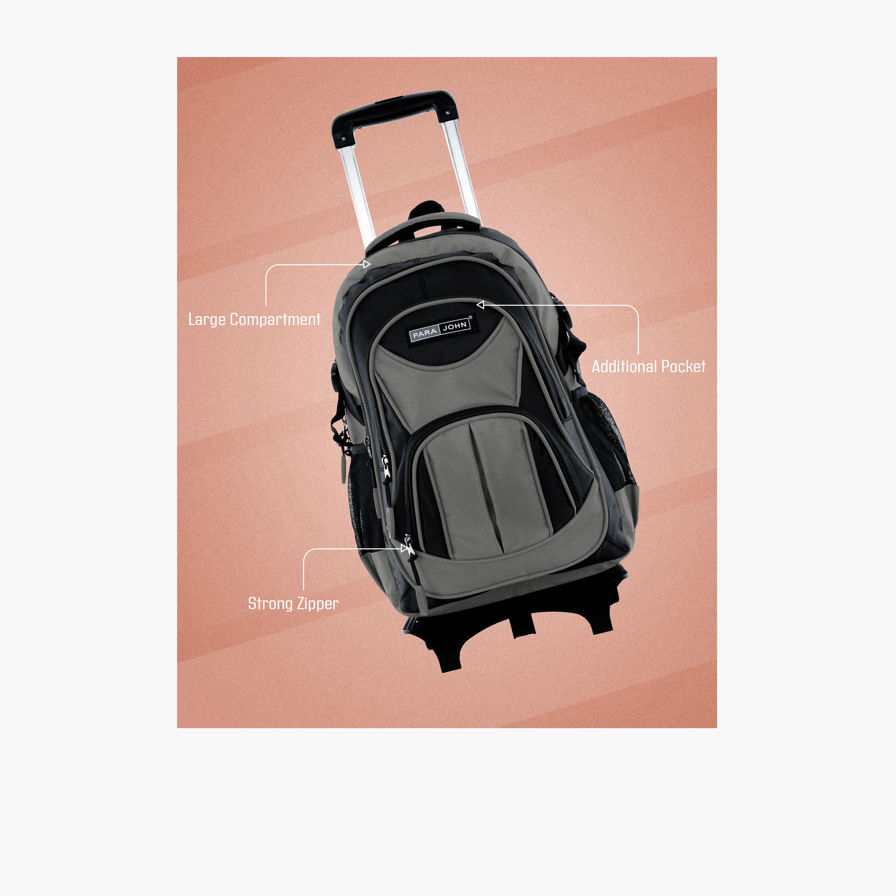 Para John 32 L | 20 Inches Trolley Bag, Polyester, Adjustable Strap | PJTRBP6722A20C-school-bagsandbackpacks-trolleybags-image-5