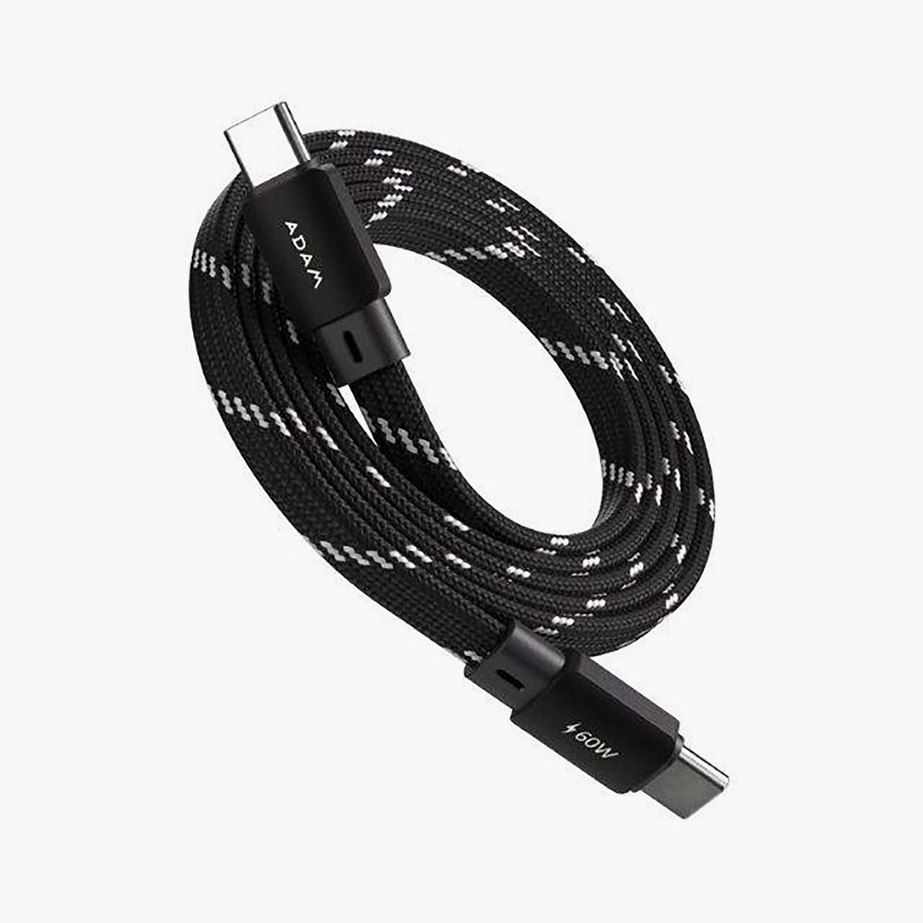 Adam Elements Casa MF100 USB-C To USB-C 60W Magnetic Flat Charging Cable 1M - Black | ACBADMF100BK-electronics-accessories-mobileaccesories-image-1