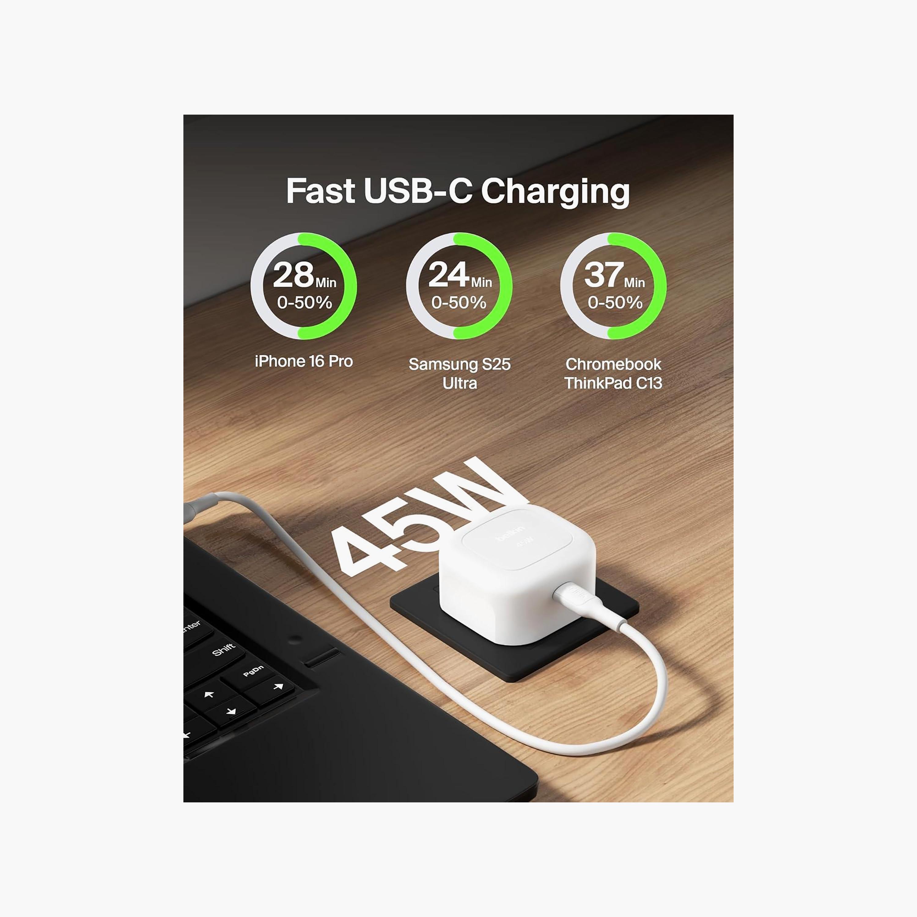 Belkin 45W Wall Charger USB C UK Plug White | BKN-WCA013myWH-electronics-accessories-mobileaccesories-image-2